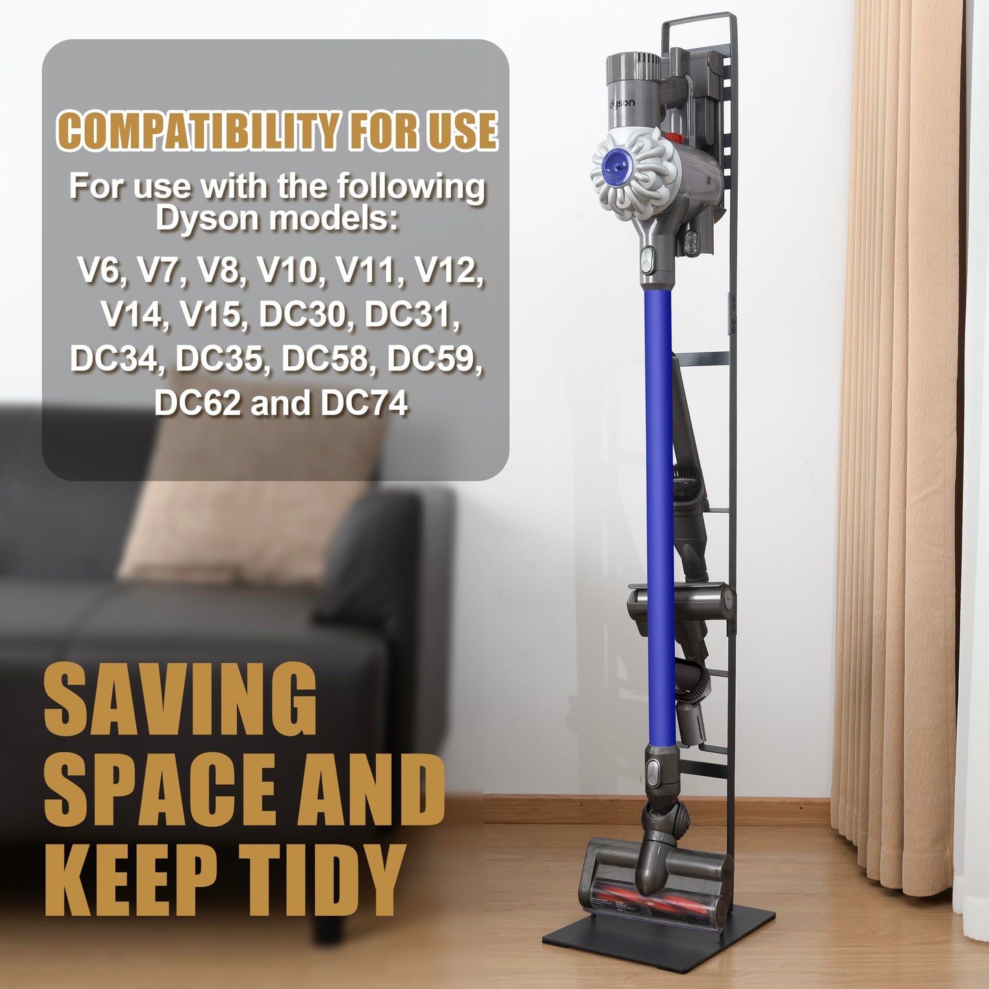 Stable Metal Storage Bracket Stand Holder for Dyson Handheld Cleaner V11 Animal v10 Absolute V8 Energy V7 V6 Cordless Stick Vacuum Cleaners with Charger Holder