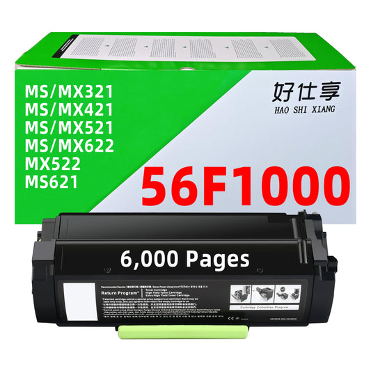 56F1000 56F1H00 56F1X00 56F1U00 Remanufactured High Yield Toner Cartridge Compatible with Lexmark MS321 MS421 MS521 MS621 MS622 MX321 MX421 MX521 MX522 MX622 Printer (56F1000-1Pack-6000Pages)