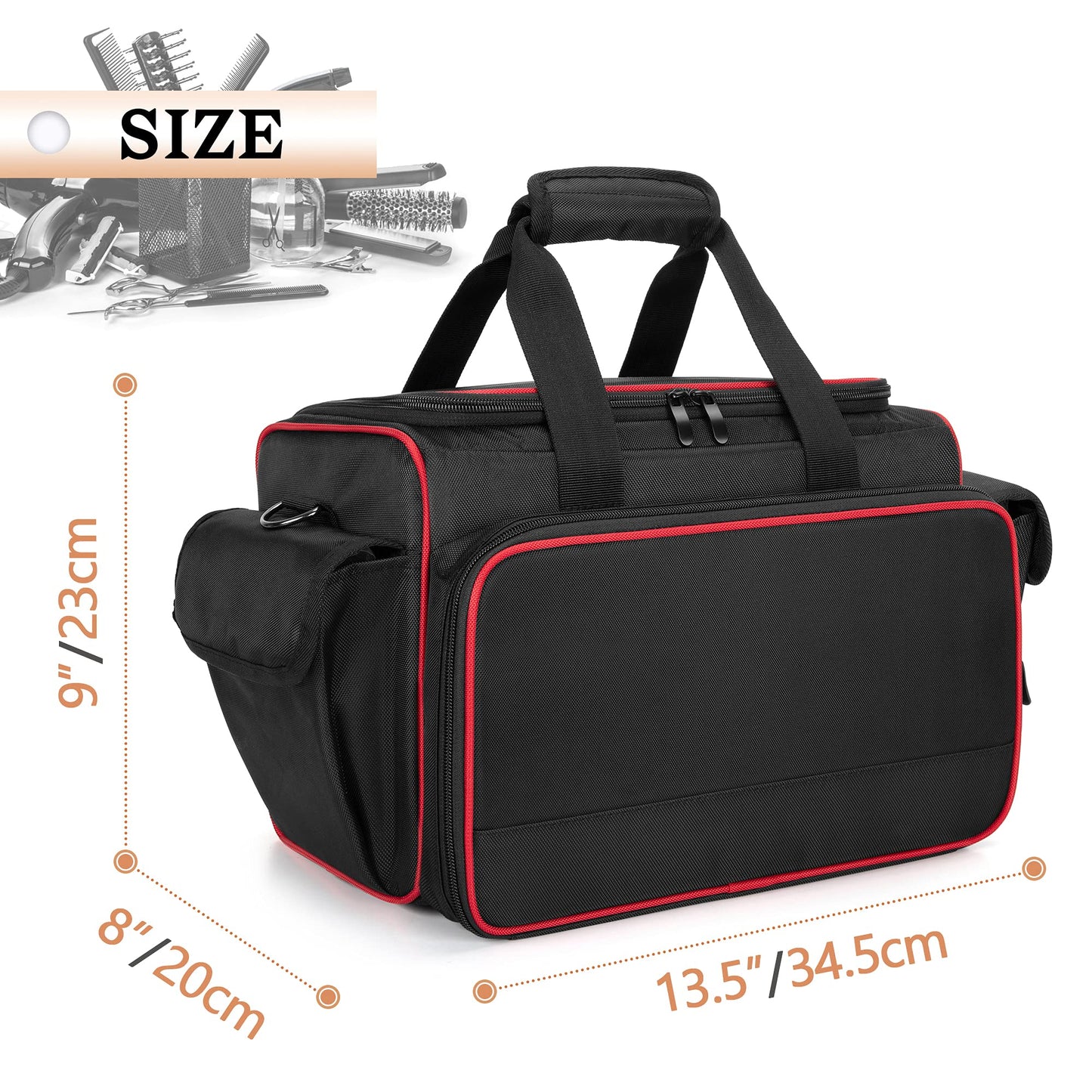 BAFASO Barber Bag with Adjustable Dividers, Travel Barber Case Holds Various Hair Cutting Tools (Bag Only), Black