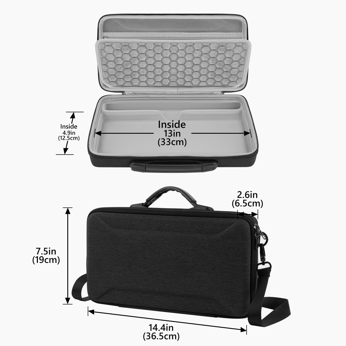 Geekria 65% Keyboard Hard Shell Case, Compatible with Razer Huntsman V3 Pro Mini, ASUS ROG Falchion Ace HFX 65%, Keychron Q2/ Q2 Pro/ V2, Travel Carrying Bag for 68 Keys Keyboard (Dark Gray)