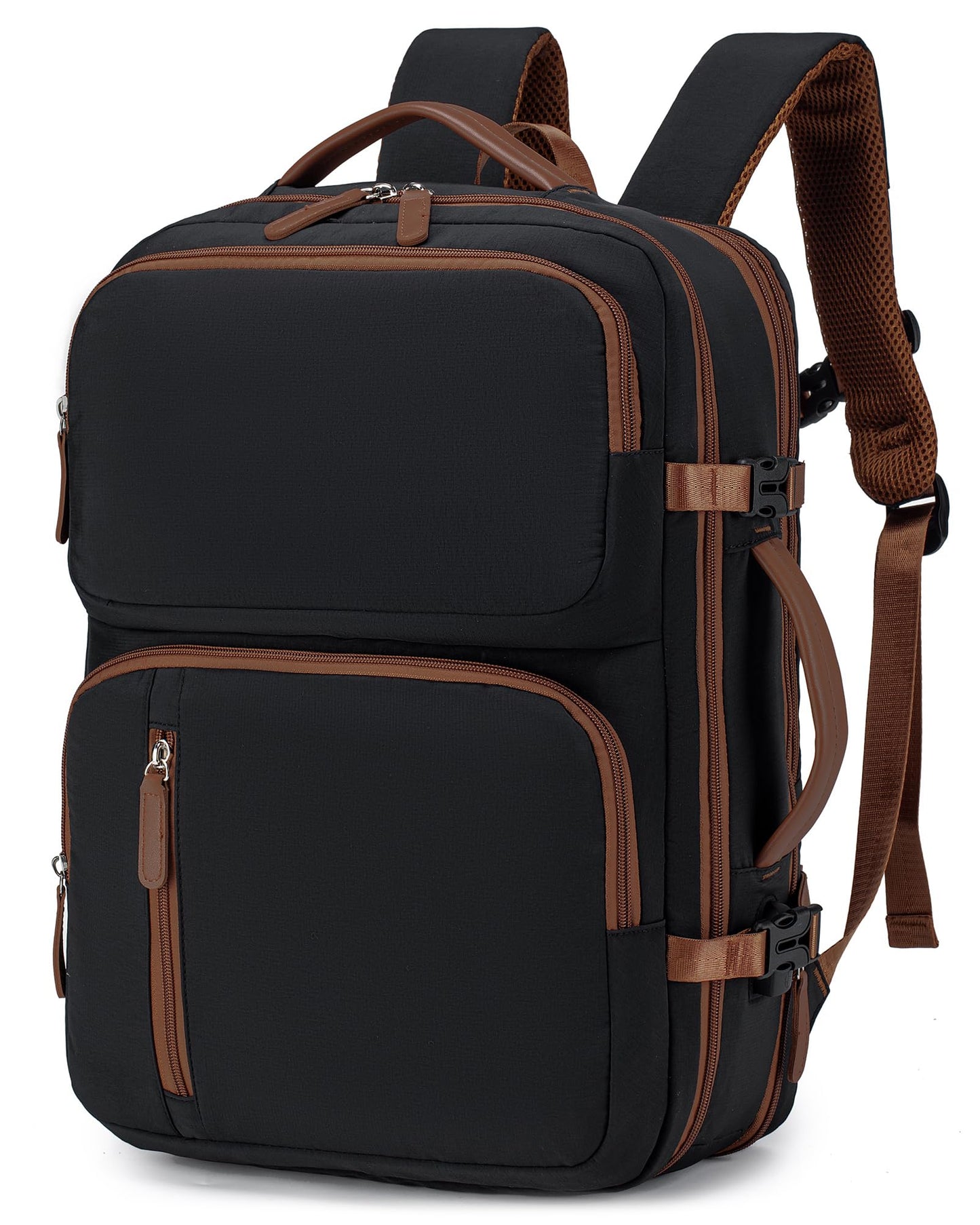Nixjoro 6x13x17 inch Personal Bag 180°Wide Opening Carry on Duffel Bag,Flight Approved Underseat Weekender Overnight Bag Black with Laptop Compartment, Black