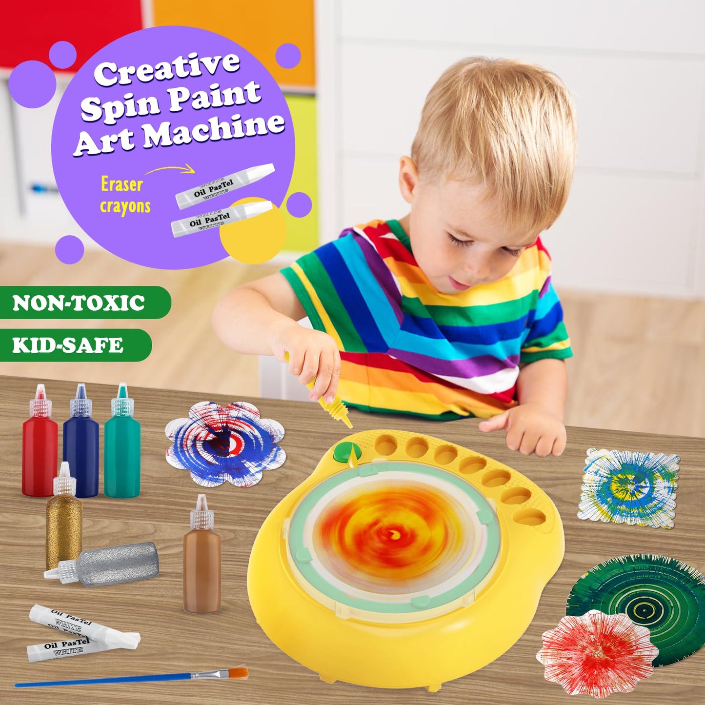 Arts and Crafts for Kids Ages 4-8,Paint Spin Art Machine Kit,Art Craft Set for 6-9 Year Old,Cool Painting Spinner Toys Kits Set,Art Supplies Birthday Gifts for Boy Girl Ages 6 7 8 9 10 11 12 (Green)