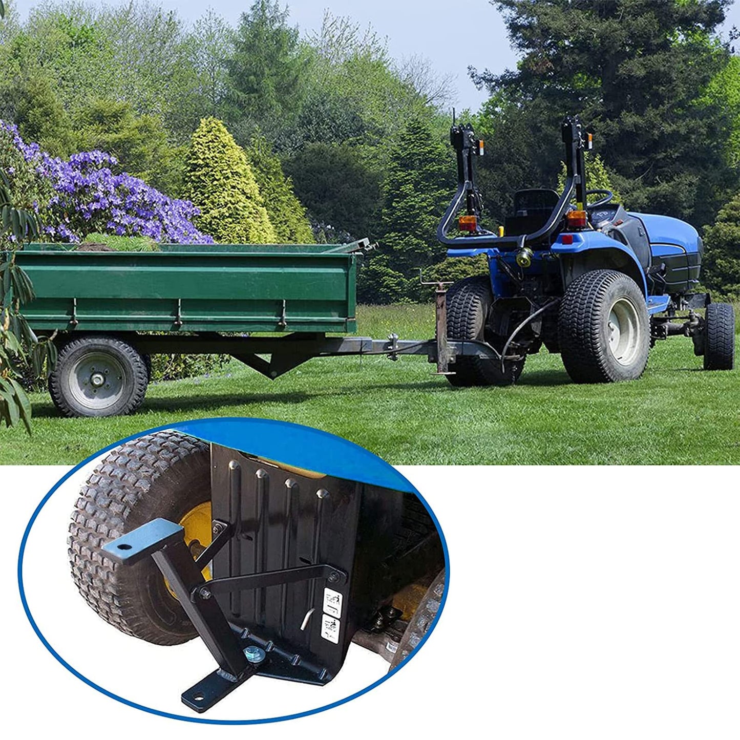 Yaegoo Lawn Mower Hitch, Garden Tractor Trailer Hitch Receiver Solid Iron Construction - Black