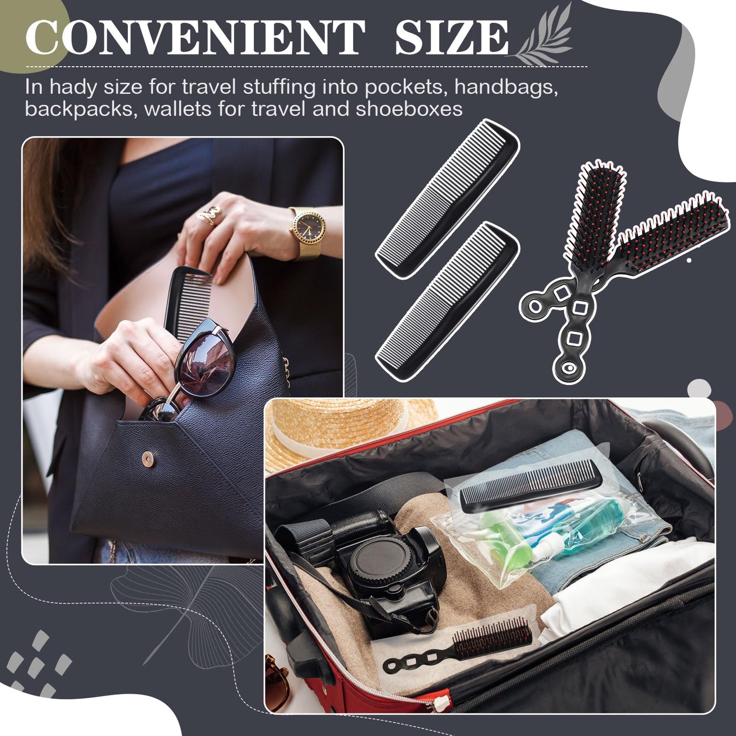 SiliFine 72 Pcs Bulk Hair Brushes Combs Set for Homeless Individually Wrapped Hairbrushes Bulk Curly Thick Long Smoothing Detangling Hairbrushes for Women Hotel Homeless Nursing Charity