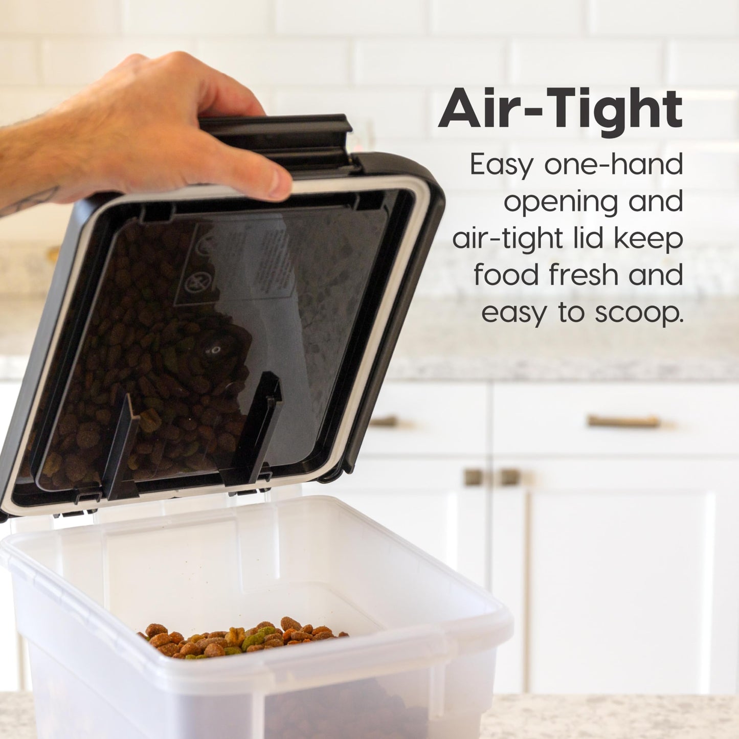 IRIS USA WeatherPro Airtight Dog Food Storage Container, Up to 4.5 Kg Each, 2 Pack, for Dog Cat Bird and Other Pet Treat Food Storage Bin, Keep Fresh, Translucent Body, BPA Free, Clear/Black