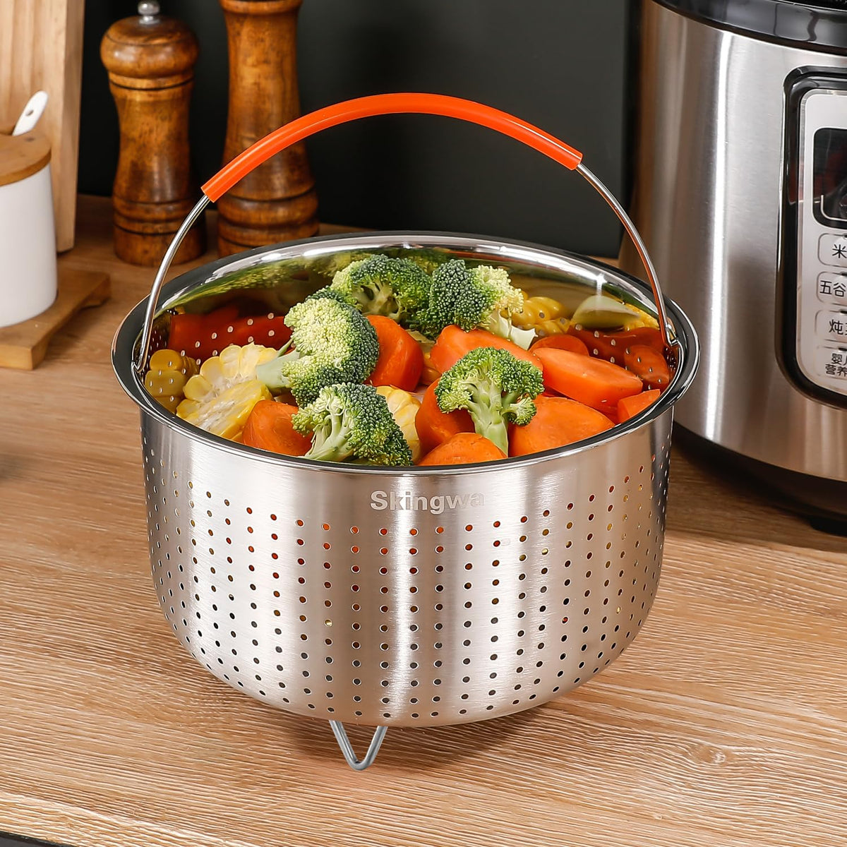 Steamer Basket for Instant Pot, Stainless Steel Vegetable Steamer Basket Insert for Pots (6qt)