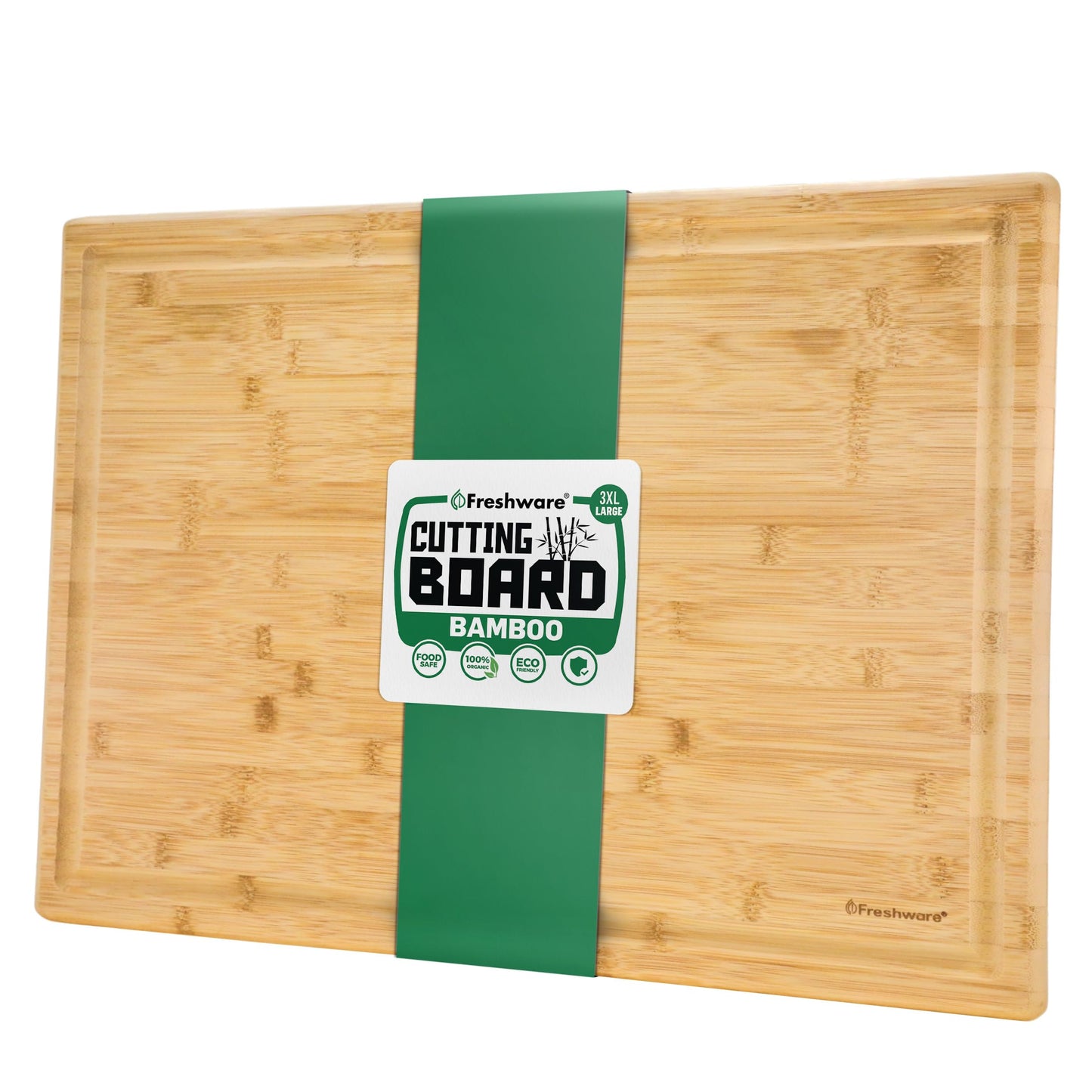 Freshware 24 Inch 3XL Bamboo Cutting Boards for Kitchen, Stove Top Butcher Block, Extra Large Wooden Carving Board for Meat, Veggies, Charcuterie Board with Deep Juice Grooves (3XL, 24x18)