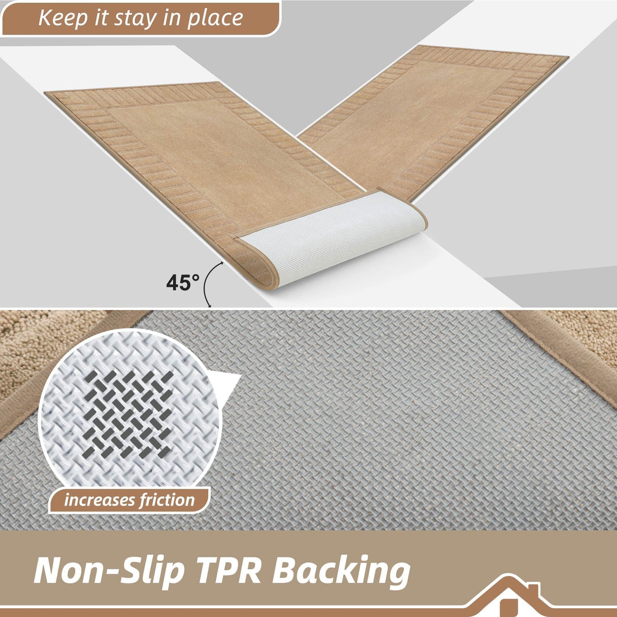 BEQHAUSE Large Door Mat Indoor, Super Absorbent Dirt Trapper Front Doormats Washable TPR Non-Slip Entrance Inside Floor Mats Rug for Entryway Pets and Dogs,32"x48", Taupe