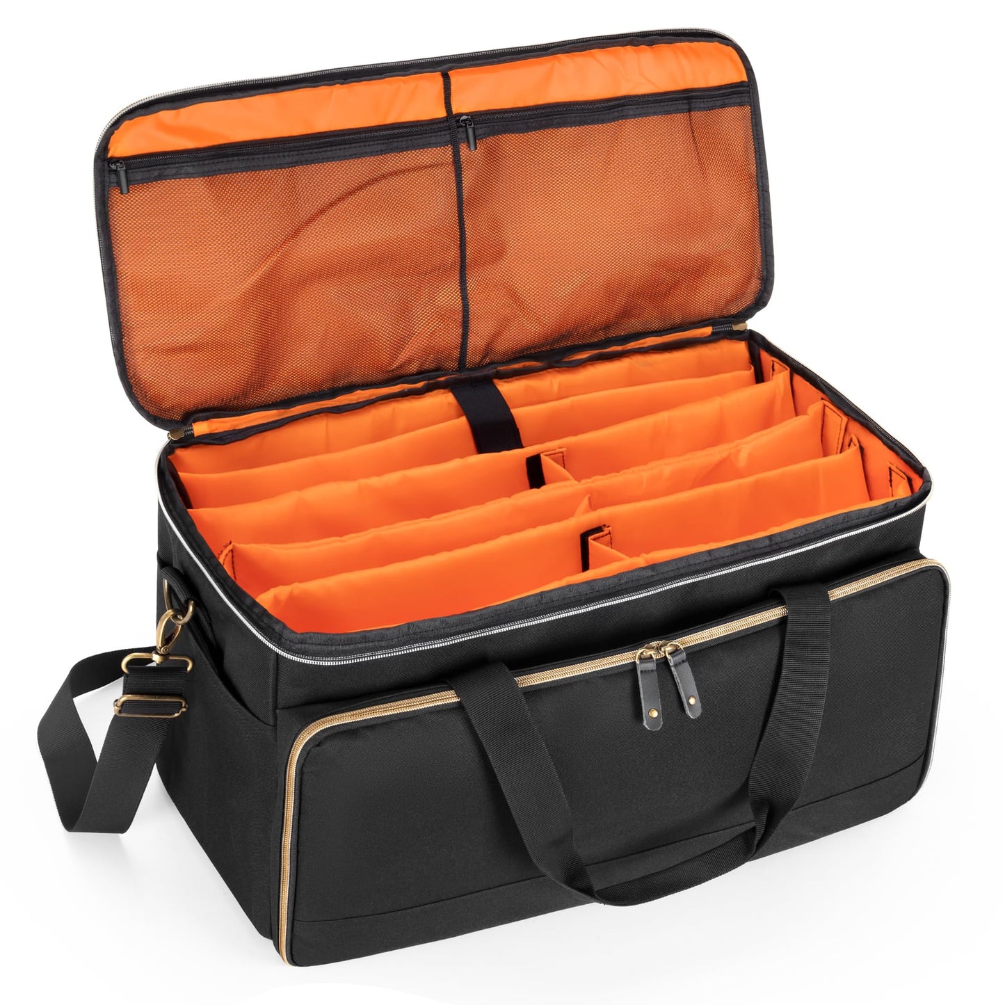 Trunab Large Travel DJ Cable File Bag with Inner Detachable Divider and Padded Compartment for 15.6” Laptop, Cable Organizer Bag for Cords, DJ Gear, Musician Accessories (Patented Design)