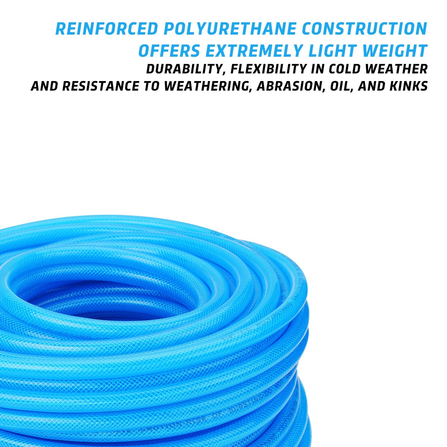 WYNNsky Reinforced Polyurethane (PU) Air Hose, 1/4" x100ft, 300 PSI, Air Compressor Hose with 1/4" MNPT Brass Endings