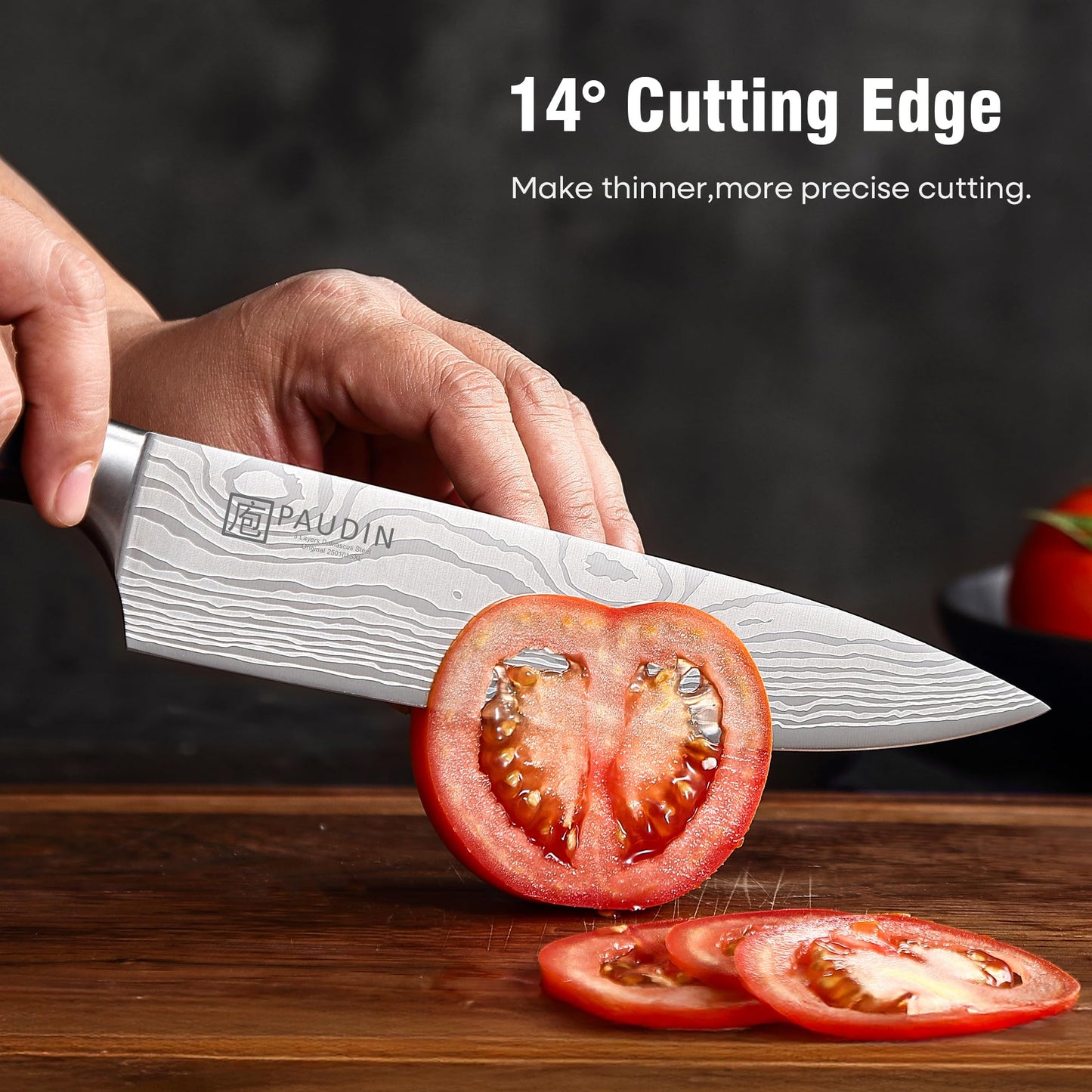 PAUDIN Kitchen Knife Set, Professional Knives Set, Chef Knife Set with Sharp High Carbon Stainless Steel Blade and Pakkawood Handle, Japanese Knife Set with Gift Box (3 PCS Knife Set)