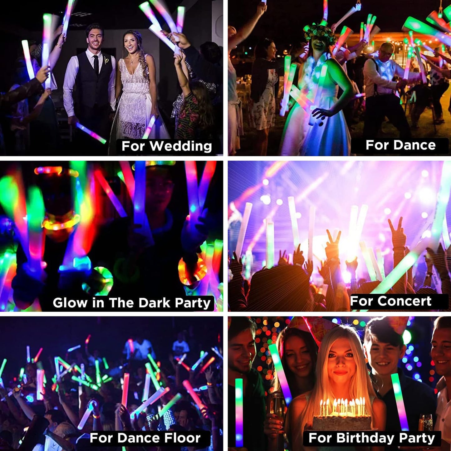 32 Pcs Foam Glow Sticks Bulk Party Pack, L16‘’Big Led Light Up Foam Sticks with 3 Flashing Effect, Glow in The Dark Party Supplies Favors for Wedding, Adults/Kids Birthday, Disco Dance Floor Party, DJ