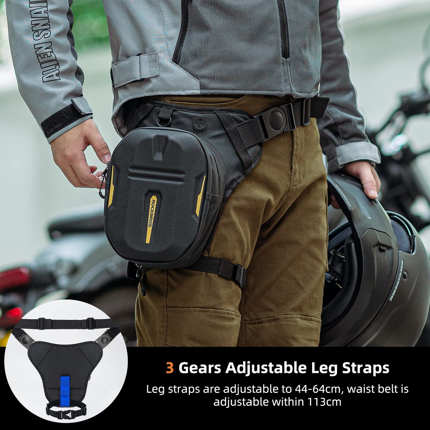 ROCKBROS Drop Leg Bag 3 IN 1 Motorcycle Waist Pack Thigh Bag Magnetic Motorcycle Tank Bag Muti-functions Leg Pouch for Men Women Cycling Hiking Running Camping Travel 10L Black