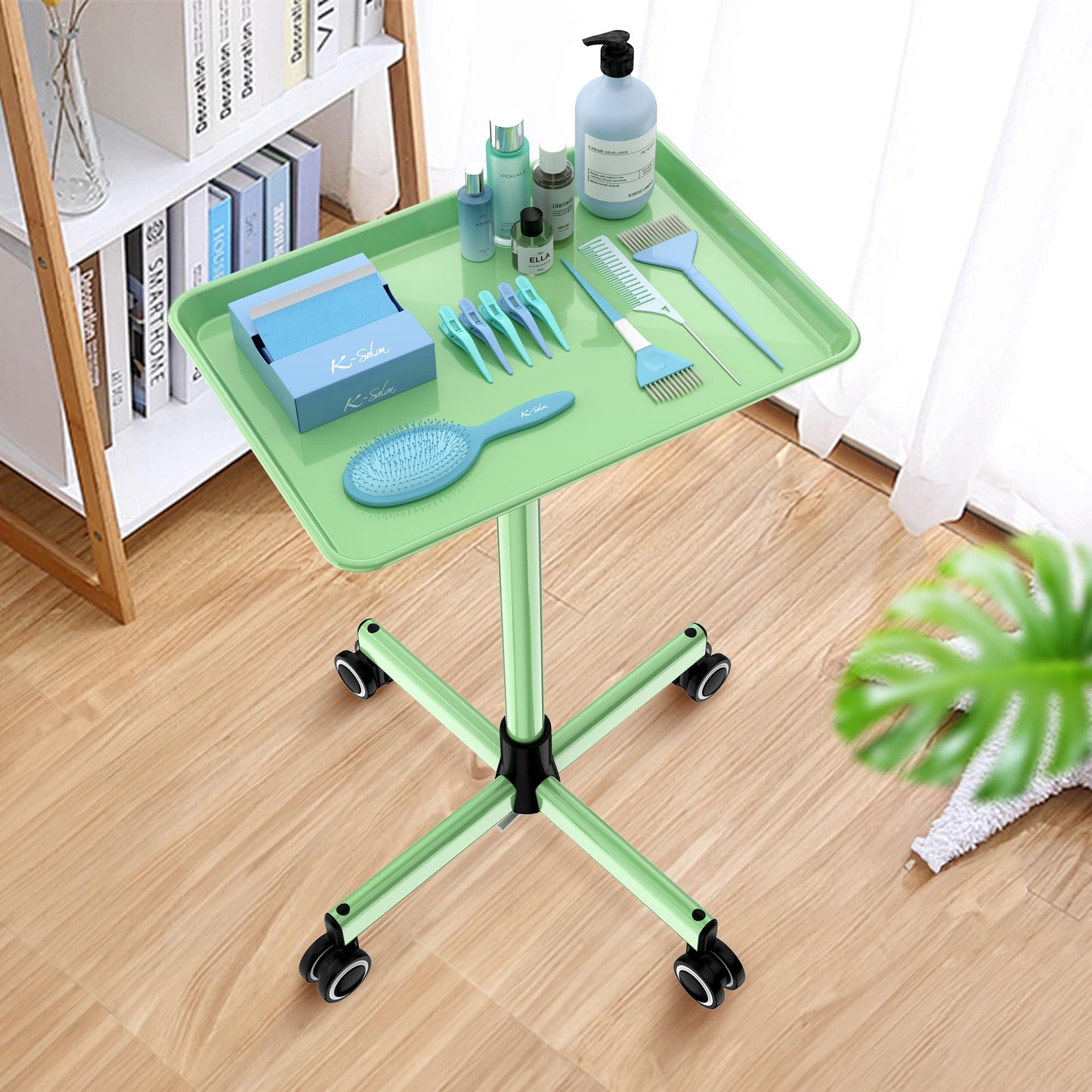Salon Tray Tattoo Tray Salon Cart for Hair Stylist Salon Trolley Cart with Wheels Salon Rolling Tray-Pink