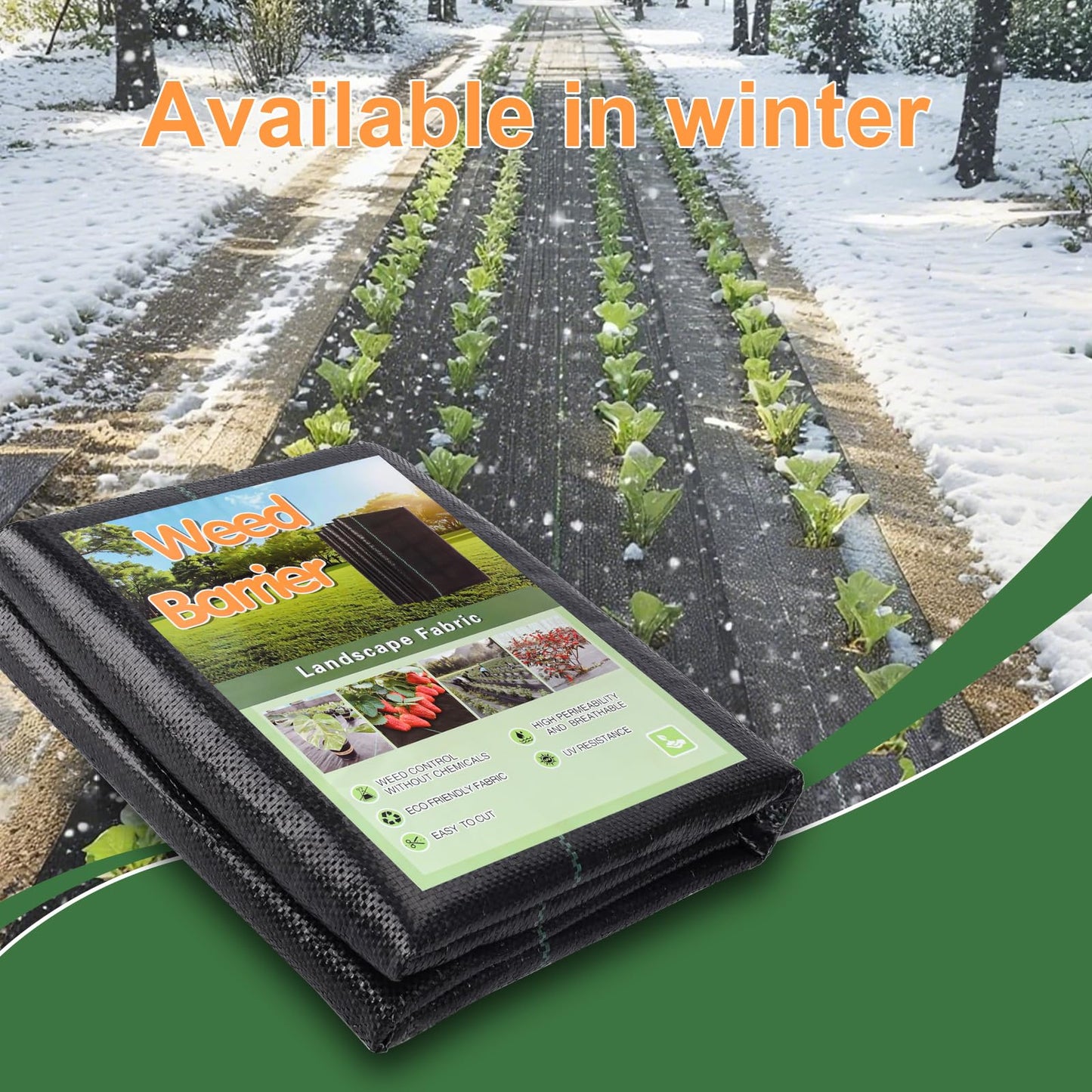 Weed Barrier Landscape Fabric 4ft x 100ft, 3.2oz Heavy Duty Grade Woven Weed Ground Cover, High Permeability Durable Weed Control Mat for Gardening, Farming & Commercial Landscaping