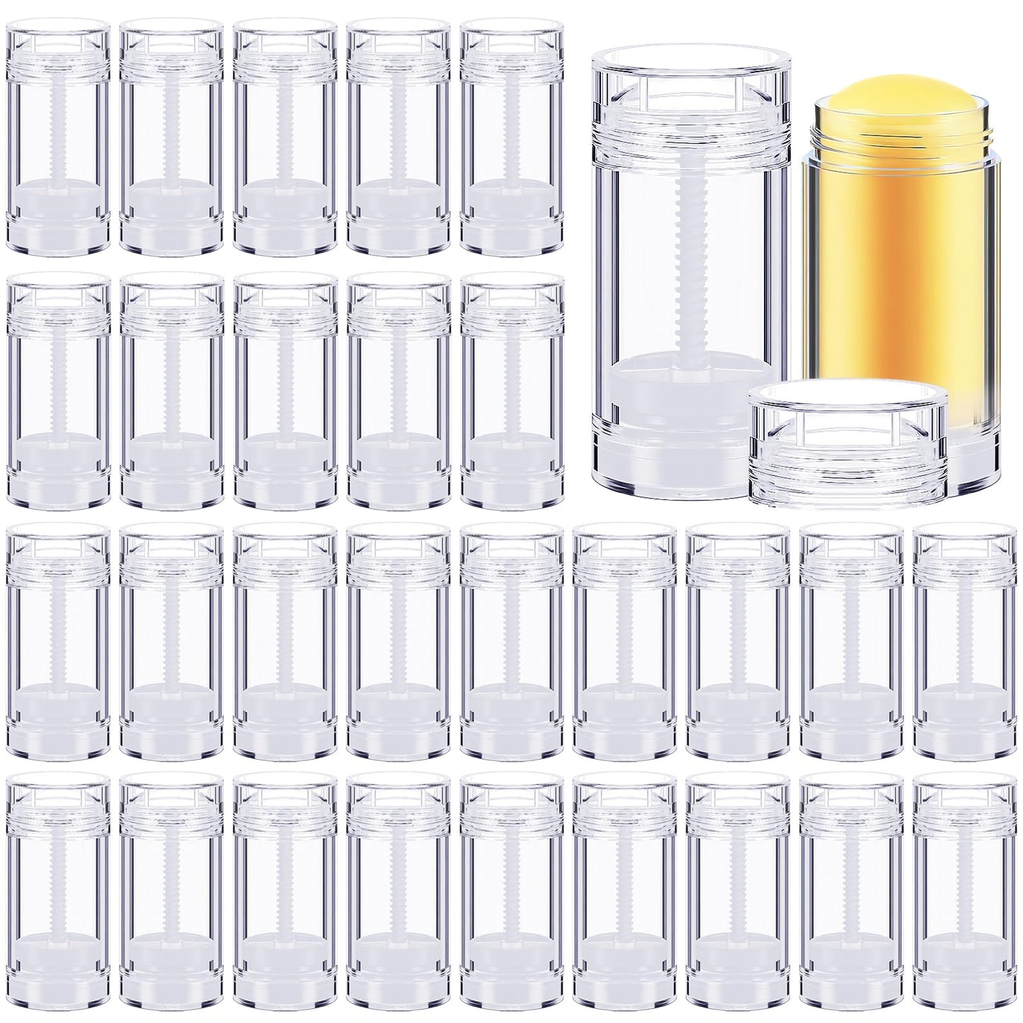 30 Pcs 30ml Empty Deodorant Containers, 1 Oz Plastic Twist Up Filling Stick Deodorant Container, Refillable Clear Lip Balm Tubes DIY Lipstick Crayon Empty Balm Travel for Lotion Stick (Clear)