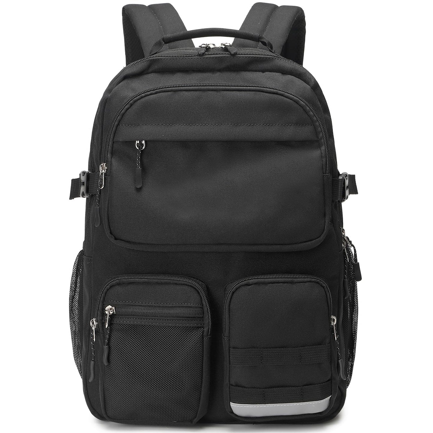 Lohol Water Resistant Backpack with Multifunctional Pockets for Teens, Durable Bookbag fits 15.6 inch Laptop, Black, 17.3 x 12.4 x 6.7 inches