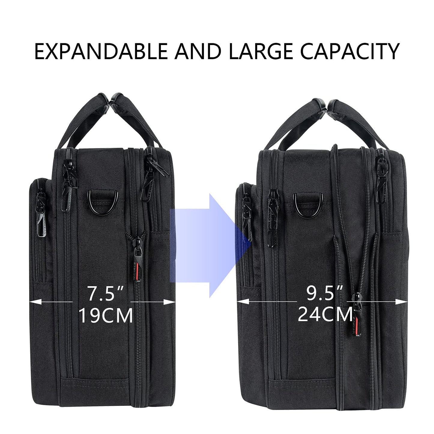 VANKEAN Laptop Bag Premium Laptop Case Business Briefcase Fits Up to 17.3 Inch Laptop Expandable Water-Repellent Shoulder Messenger Bag for Men/Women Computer Bag for Travel/Business/School-Black