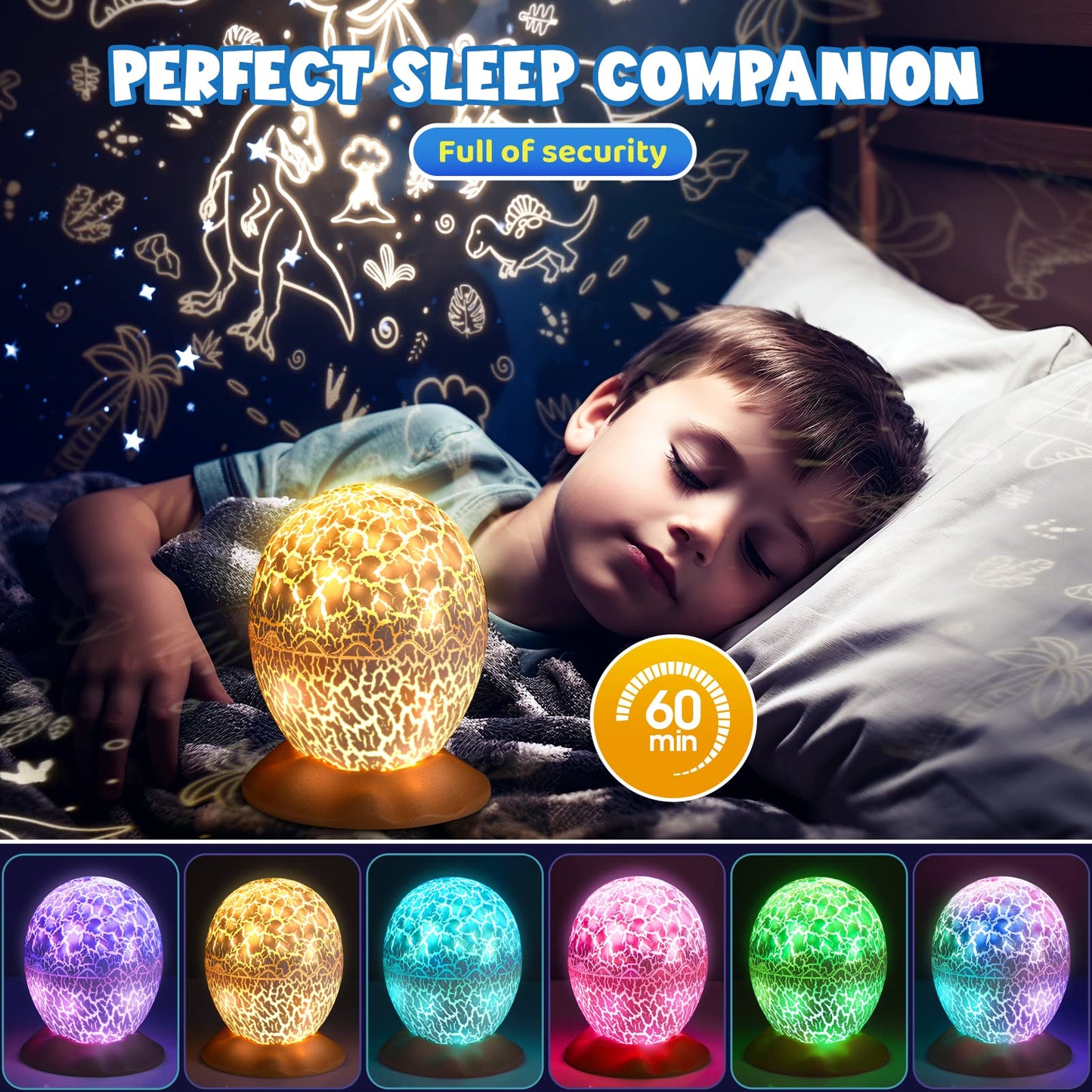Dinosaur Egg Projector Night Light for Kids,Dinosaur Toys Sensory Toys for Autism,Birthday Gifts for Boys for 2 3 4 5 6 7 8+,Teens Adults Easter Gifts for Kids