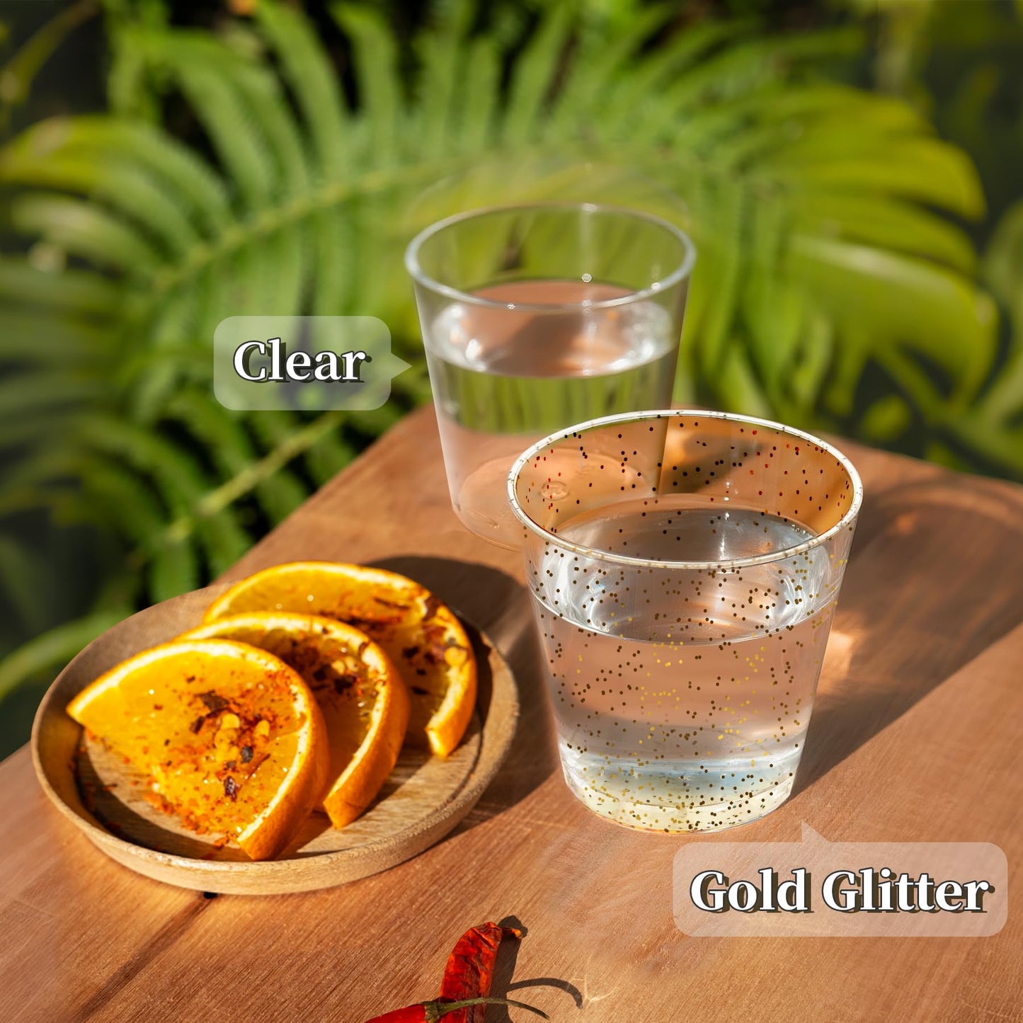 Byvivace [1000 Pack 1oz Shot Glasses Disposable Cups, Gold Glitter Plastic Shot Glasses for Sauces & Dips, Shot Cups Ideal for Tequila, Whiskey, Wine Tasting, Vodka & Liquor