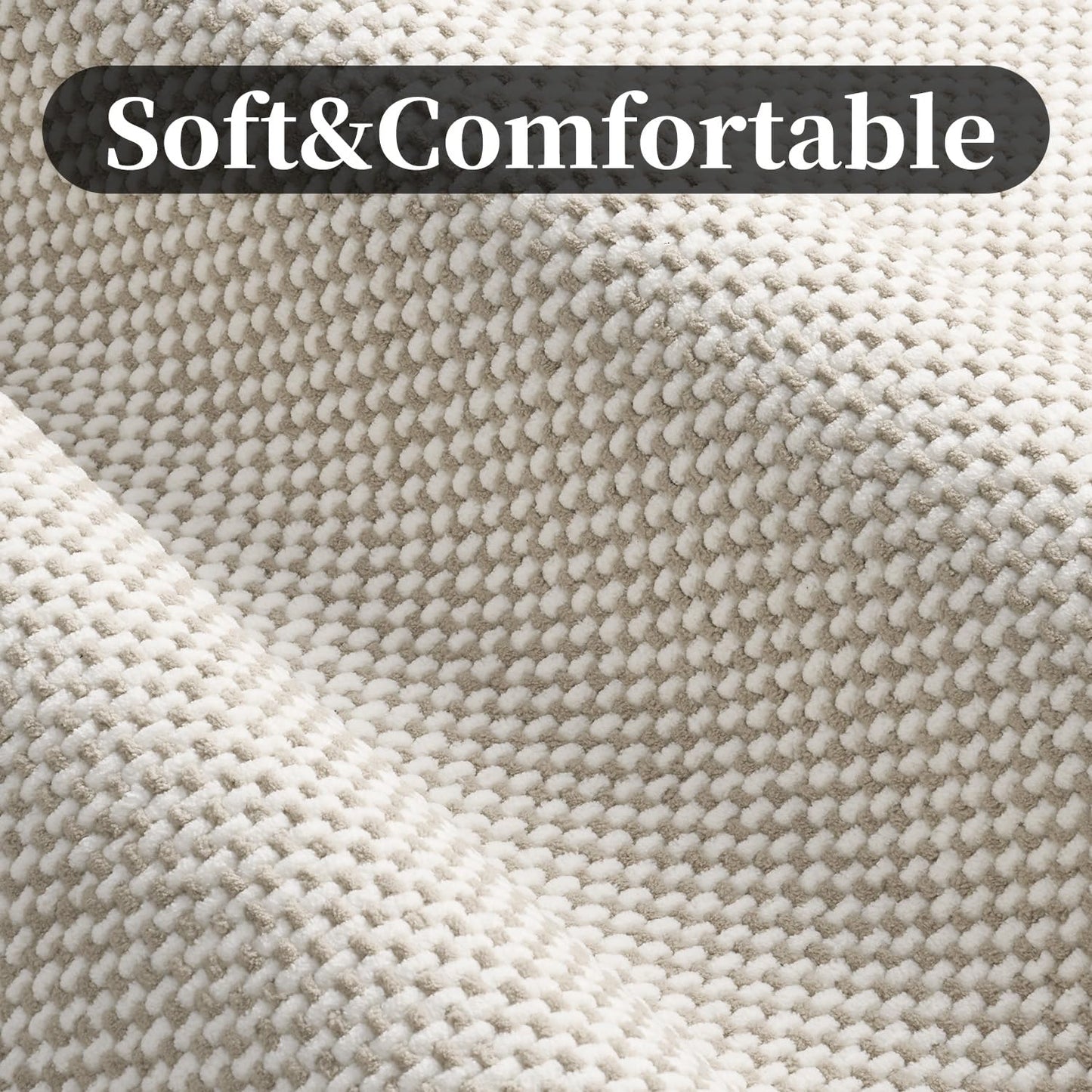 MontVoo Chenille Bath Mat Super Absorbent Bathroom Mat Non Slip Bath Mats for Bathroom Tightly Woven Machine Washable Bathroom Rug Low Pile Fit Under Door,Front of Shower,Bathtub Beigewhite 24"x36"