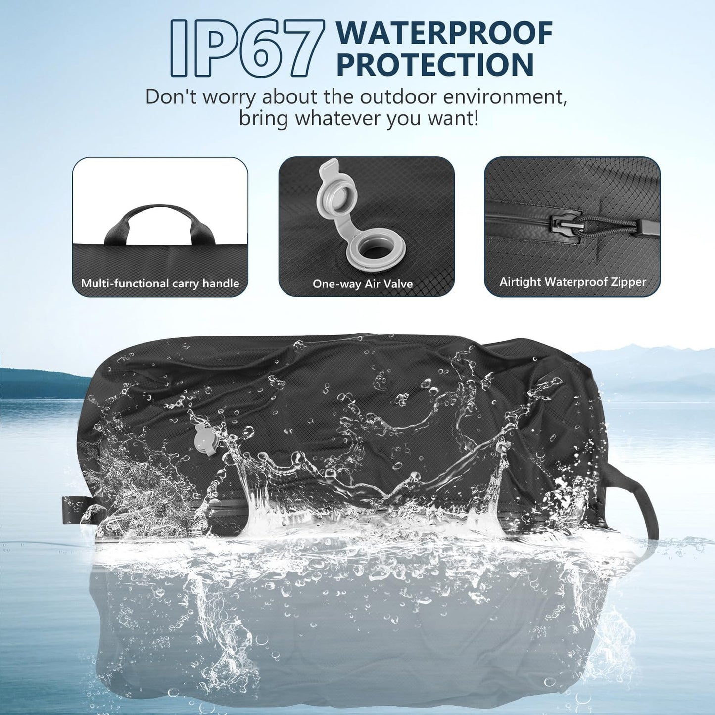 33L Professional Vacuum Bags for Travel with Wireless Vacuum Pump, Dobaly IP67 Reusable Vacuum Compression Bags for Suitcases and Backpack Space Saver Vacuum Bags Lightweight&Durable (1PC+Pump)