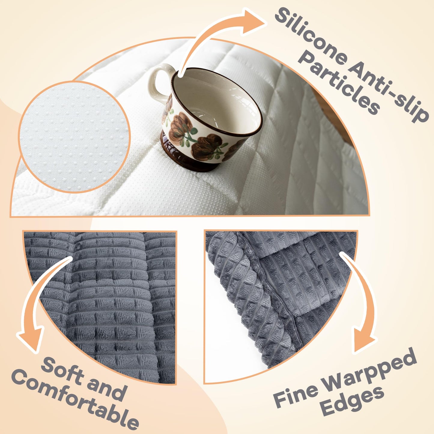Flying Paws Washable Dog Couch Cover Protector, Non Slip Dog Bed Mat Machine Washable Large Blanket for Dogs, Pet Couches Covers for Sofa (Grey, 27.6 * 59.1 '')