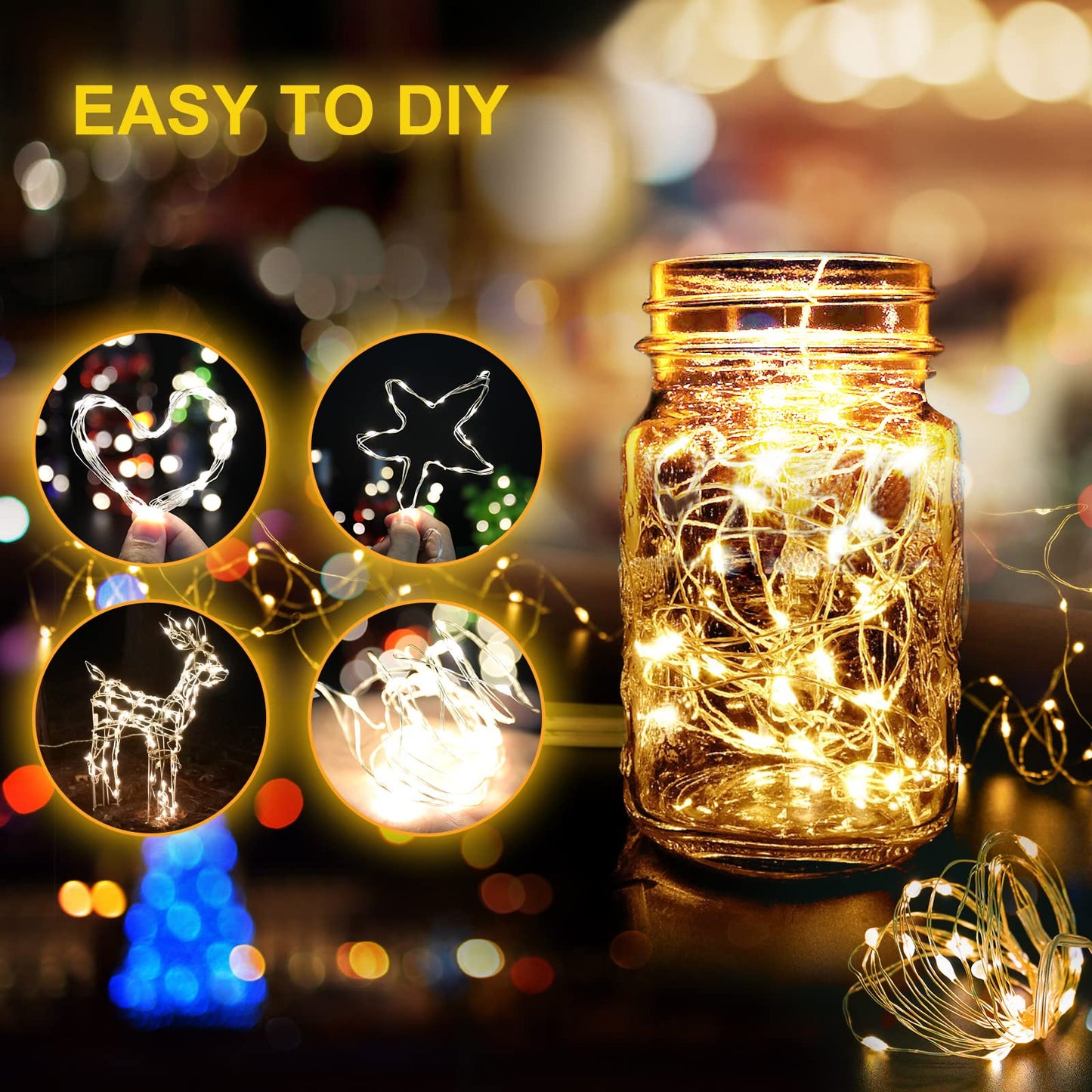 30 Pack Led Fairy Lights Battery Operated - Mini Fairy String Lights 7ft Silver Wire 20 LED Firefly Lights for Mason Jars Bedroom DIY Party Wedding Christmas Decor (Extra 60 PCS Batteries, Warm White)