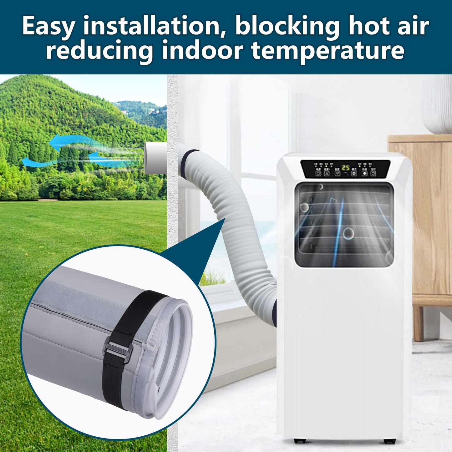 Air Conditioner Hose Cover Wrap - AC Hose Duct Vent Cover Sleeve Insulated Cover for Portable AC for 5" & 5.9" Diameter Exhaust Hoses Tube (2PCS-Gray)