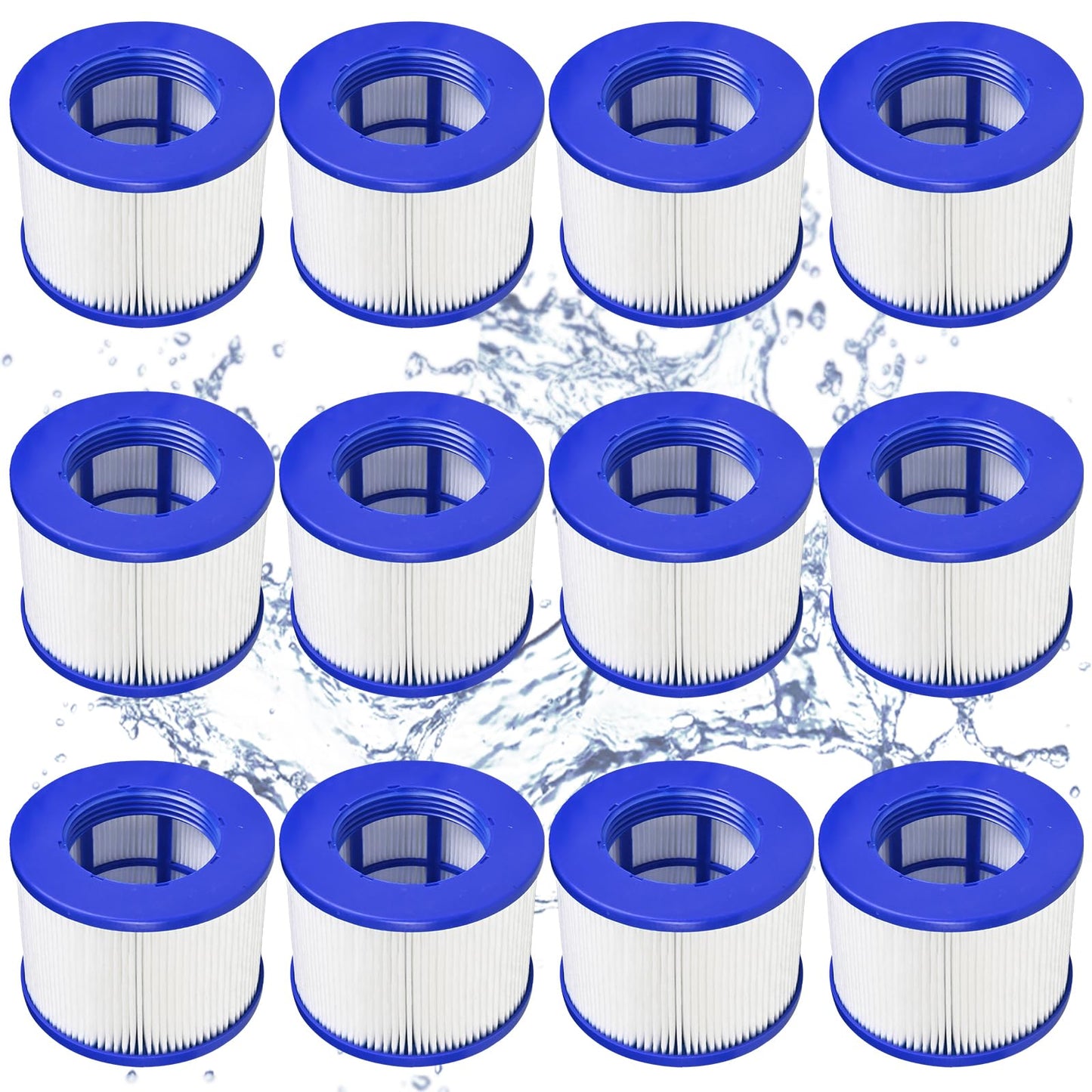 Screw-in Hot Tub Filter Cartridges Replacement for All RELXTIME, ALEKO, Wejoy, Aquaspa Spa,Clever Spa Filter,Threaded Filter for Inflatable Hot Tubs & Massage Pools (12 Pcs)