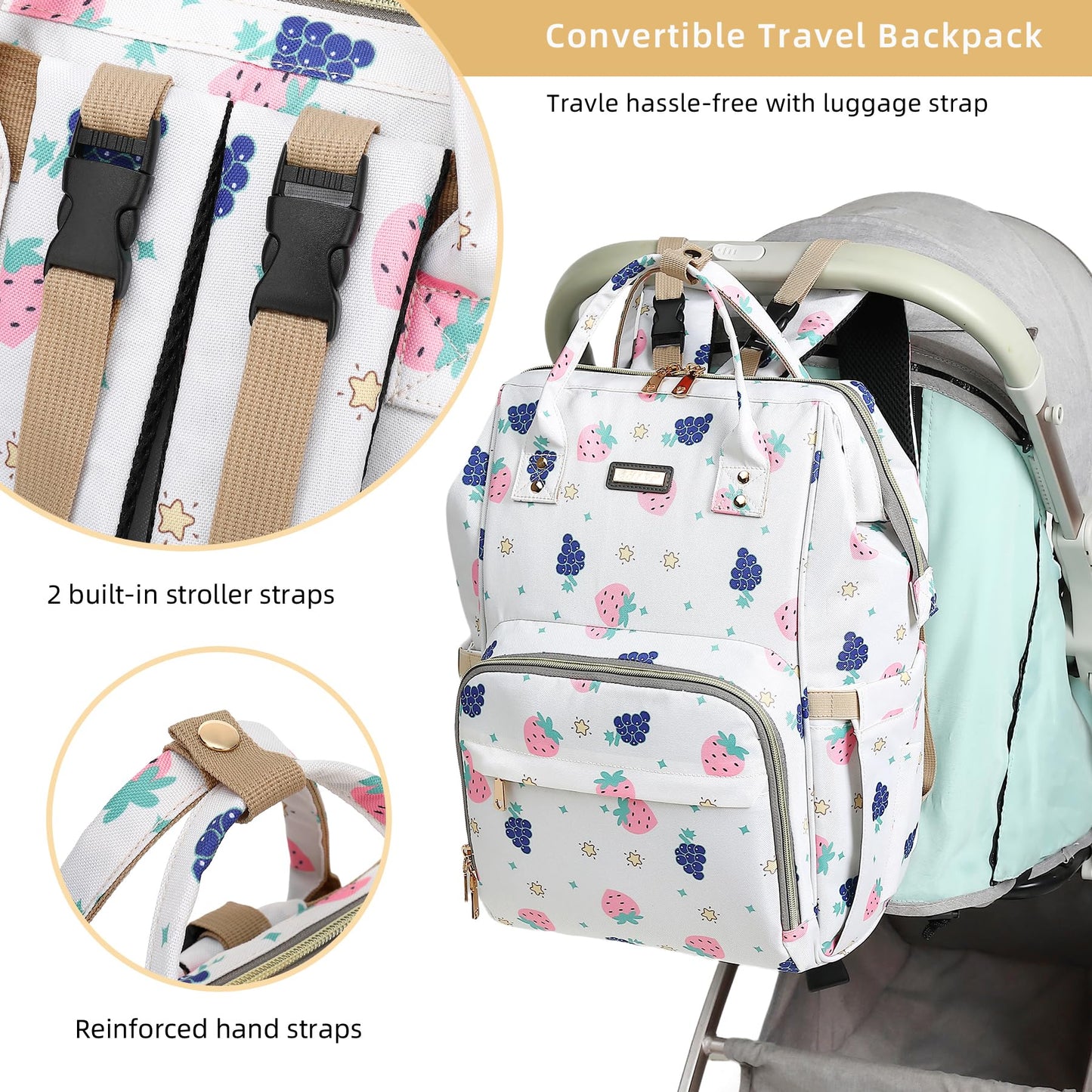Diaper Bag Backpack for Women, Baby Bags for Girls,Diaper Bag with Changing Pad, and Insulated Pockets