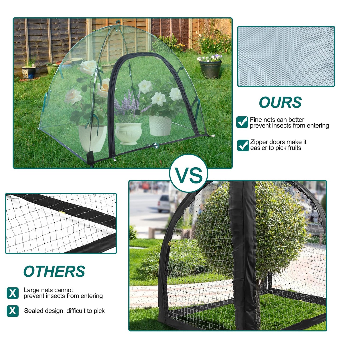 2pack Pest Guard Cover,22.8x22.8x22.8 Inches Garden Mesh Plant Cover Insect Bird Barrier Netting Mesh Outdoor Mesh Plant Enclosure Plant Tent Cover Pest Protection Guard for Fruit Vegetables