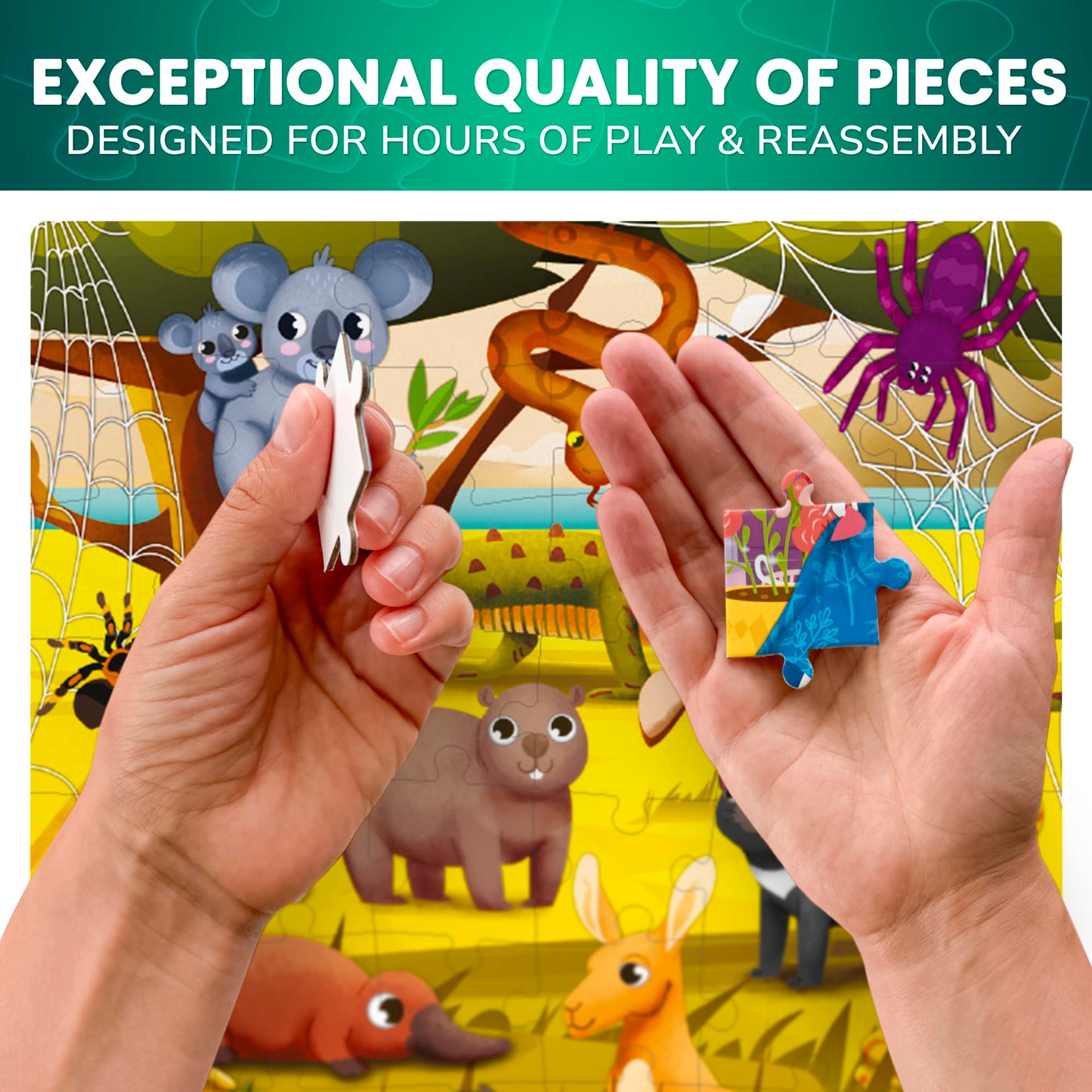 QUOKKA Puzzles for Kids Ages 4-6 – Set of 4x60 Jigsaw Puzzles for Toddlers 3-5 – Polar, Birds, Animals Toys Children 6-8 yo – Gift Educational Game Boys and Girls Who Love Nature and Wildlife