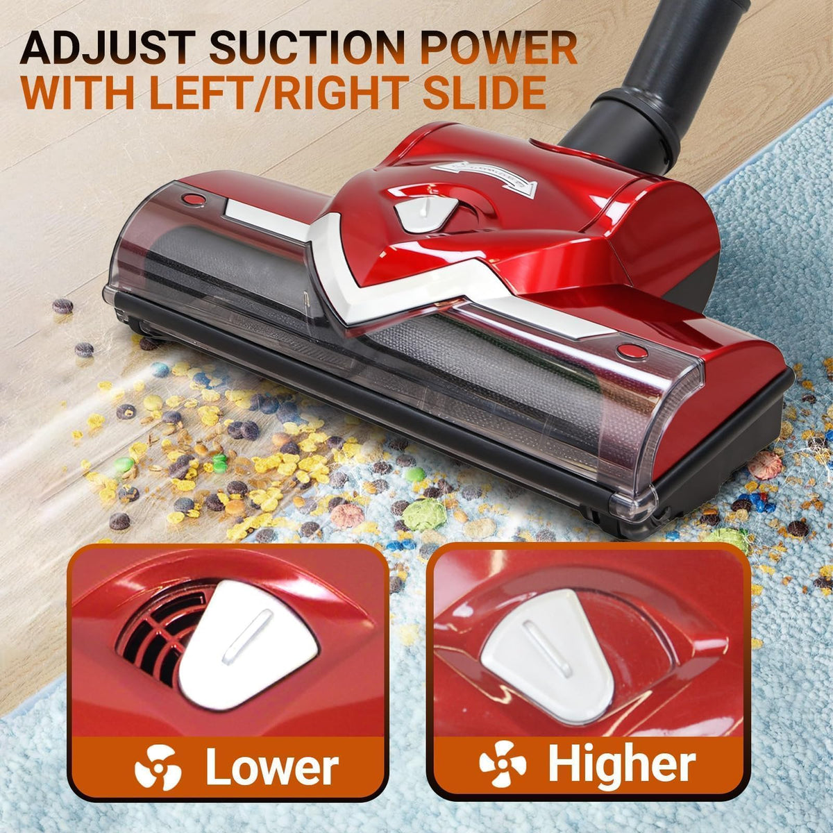 EZ SPARES 32mm or 1¼ Inch Vacuum Brush Head – Dual Purpose Floor Nozzle for Hard Floor & Carpet, Adjustable Suction, Swivel Neck, Smooth Rolling Wheels, Turbo Brush with Roller