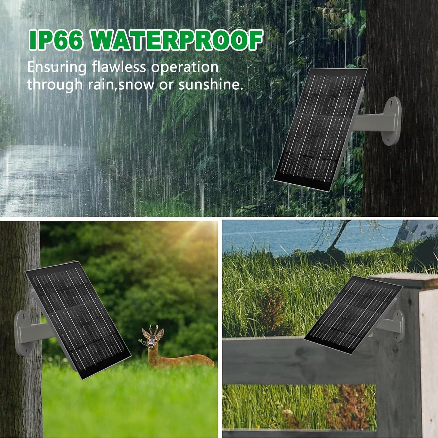 SLODA 8W Trail Camera Solar Panel,Solar Battery Charger Kit for Trail Cameras-12V/1.5A,6V/2.0A,12000mAh Rechargeable Lithium Battery IP66 Waterproof
