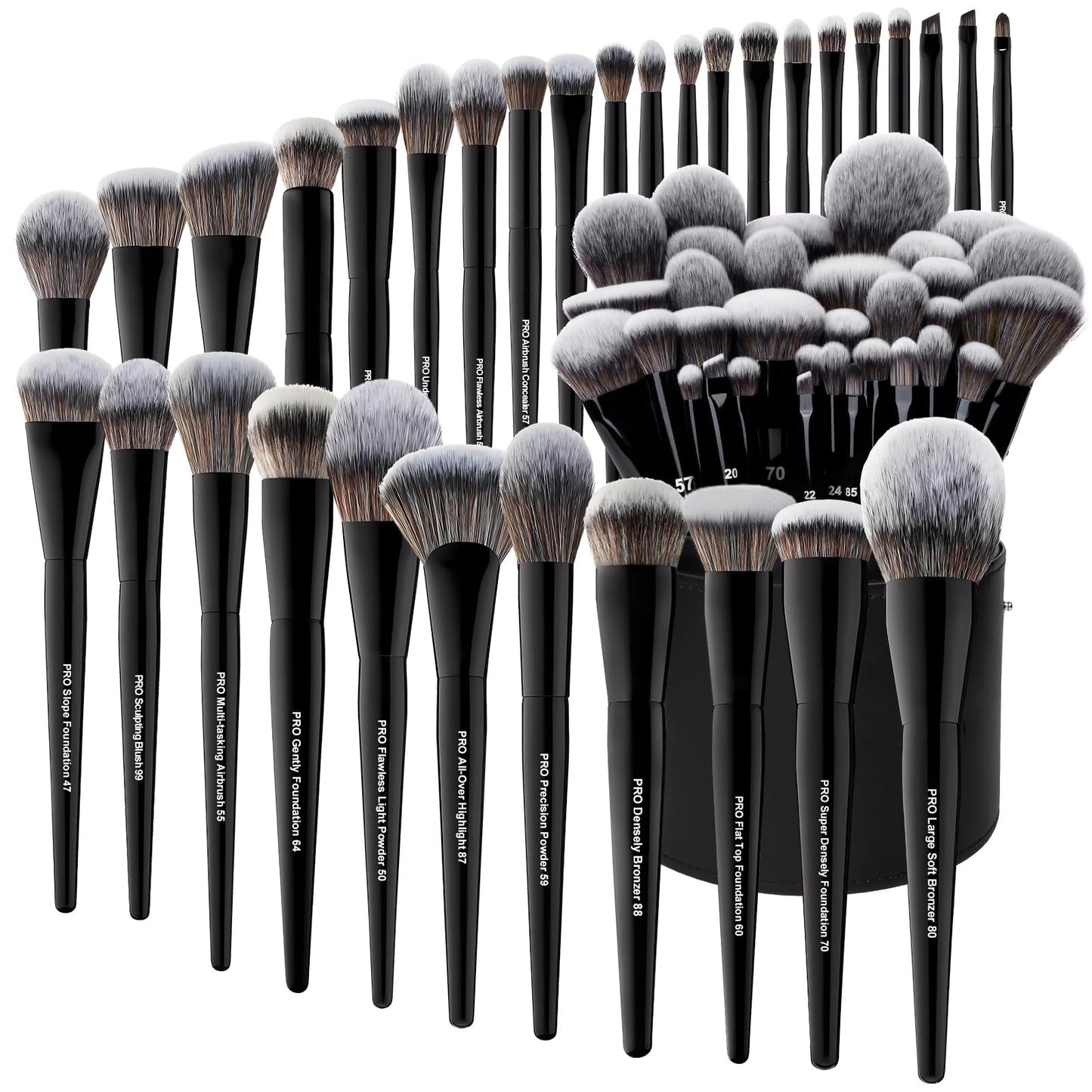 Bueart Design 32Pcs Pro Grade Makeup Brushes Set with Extra large Holder Premium Ultra Soft Bristle,High Elastic Vegan Cruelty-free Synthetic Hair