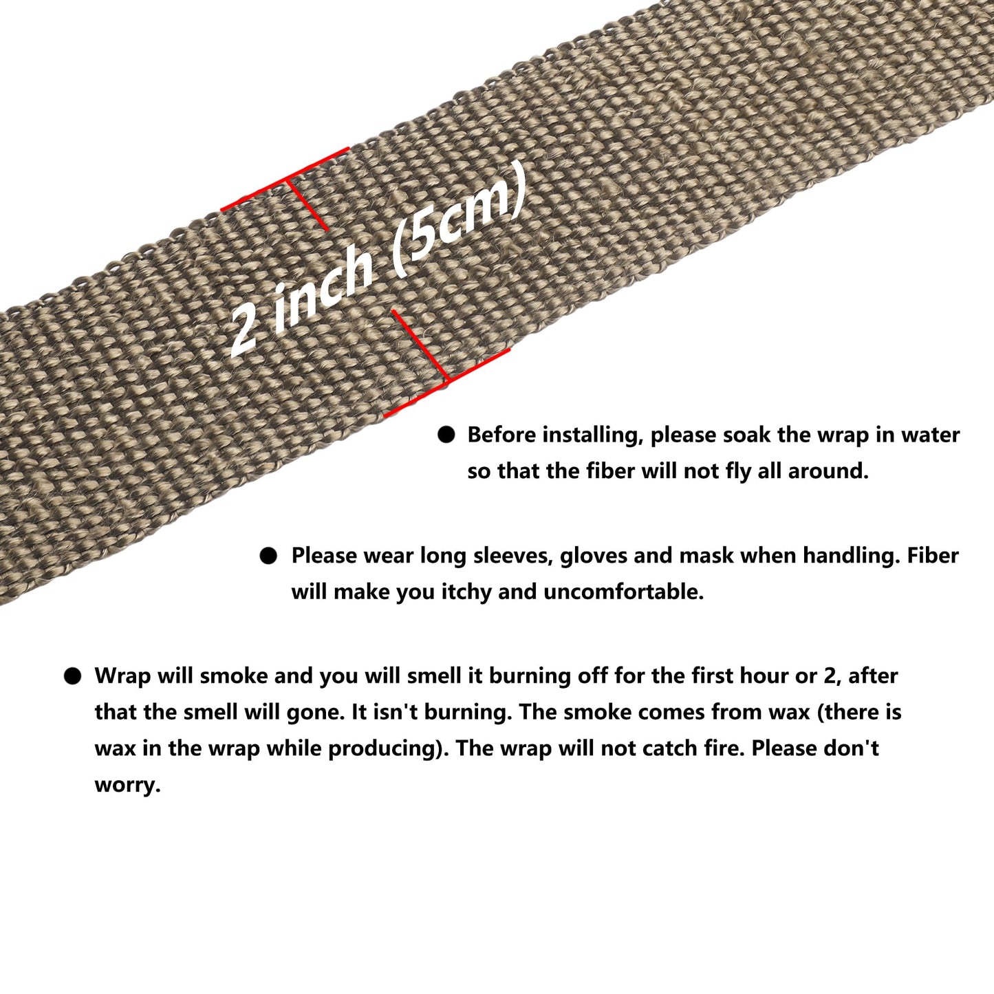 ARTR 2" x 50' Titanium Exhaust Header Heat Wrap 2 Rolls with 20PCS 11.8 Inch Stainless Steel Locking Ties
