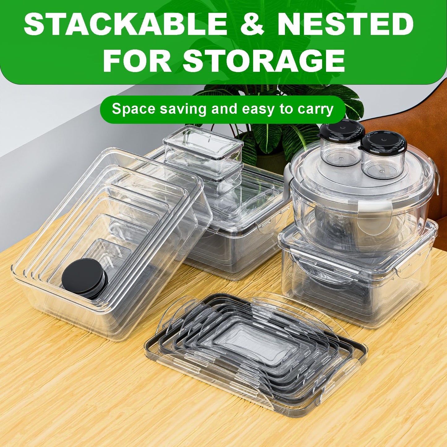 54 Pcs Food Storage Containers with Lids Airtight, (27 Containers &27 Lids) Reusable BPA-Free Plastic Food Containers for Kitchen Organization, Leak Proof Freezer/Microwave Safe Meal Prep Lunch Boxes