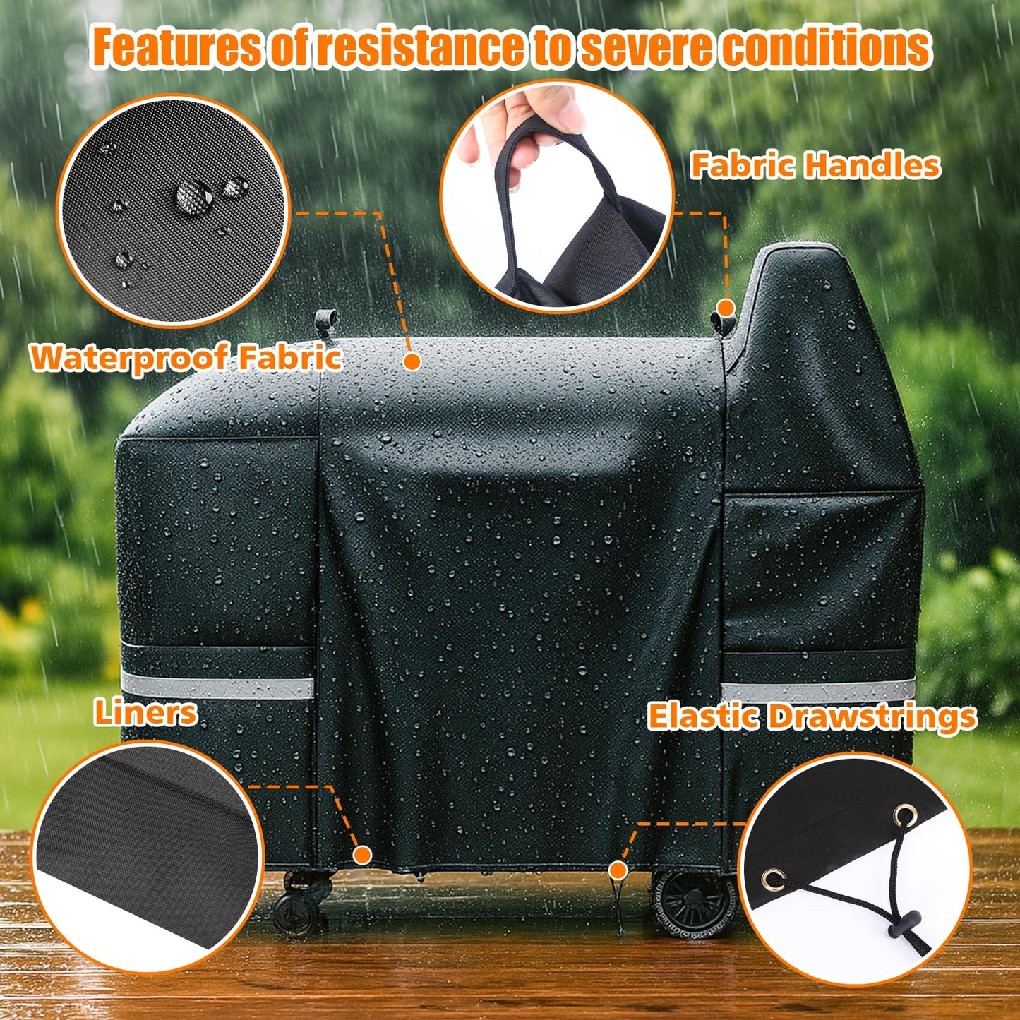 Hisencn Grill Cover for Pit Boss Austin XL, 600D Wood Pellet Grill Cover for PB Rancher XL, 1000, 1100 pro, 1150, Z Grill 1000, Heavy Duty Waterproof, UV and Fade Resistant BBQ Cover