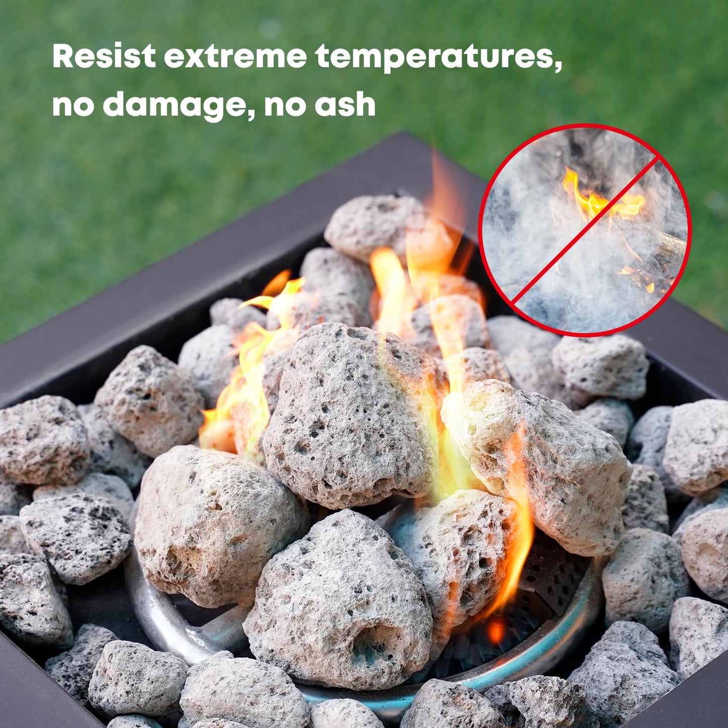 Stanbroil Light Weight White Lava Rock Granules - Natural Volcanic Rocks Decorative Landscaping Stones for Outland Living Bond Portable Fire Pit, Gas Log Set and Fireplace - 5 Pounds (2.7" - 4.7")