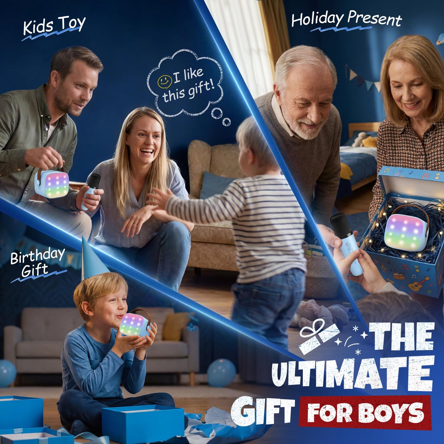 YLL Mini Karaoke Machine for Kids Adults, Bluetooth Speaker with 2 Wireless Microphones, TOP Christmas Birthday Gifts Toys for Girls Ages 3, 4, 5, 6, 7, 8, 9,10,11,12+ Years Old Toddler(Blue)