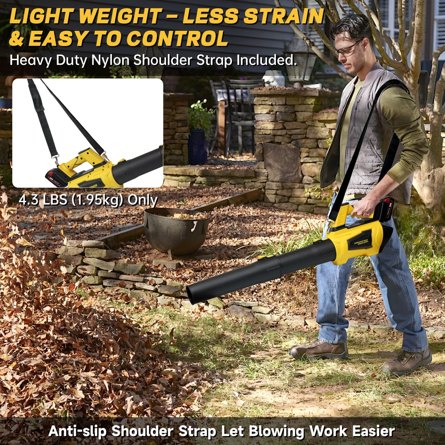 Cordless Leaf Blower for Dewalt 20V Max Battery, 650CFM 160MPH, Turbo Mode and 4 Speeds, Brushless Motor Electric Blower with Extension Tube for Patio,Lawn,Garage,Blowing Leaves,Dust,Snow(No Battery)