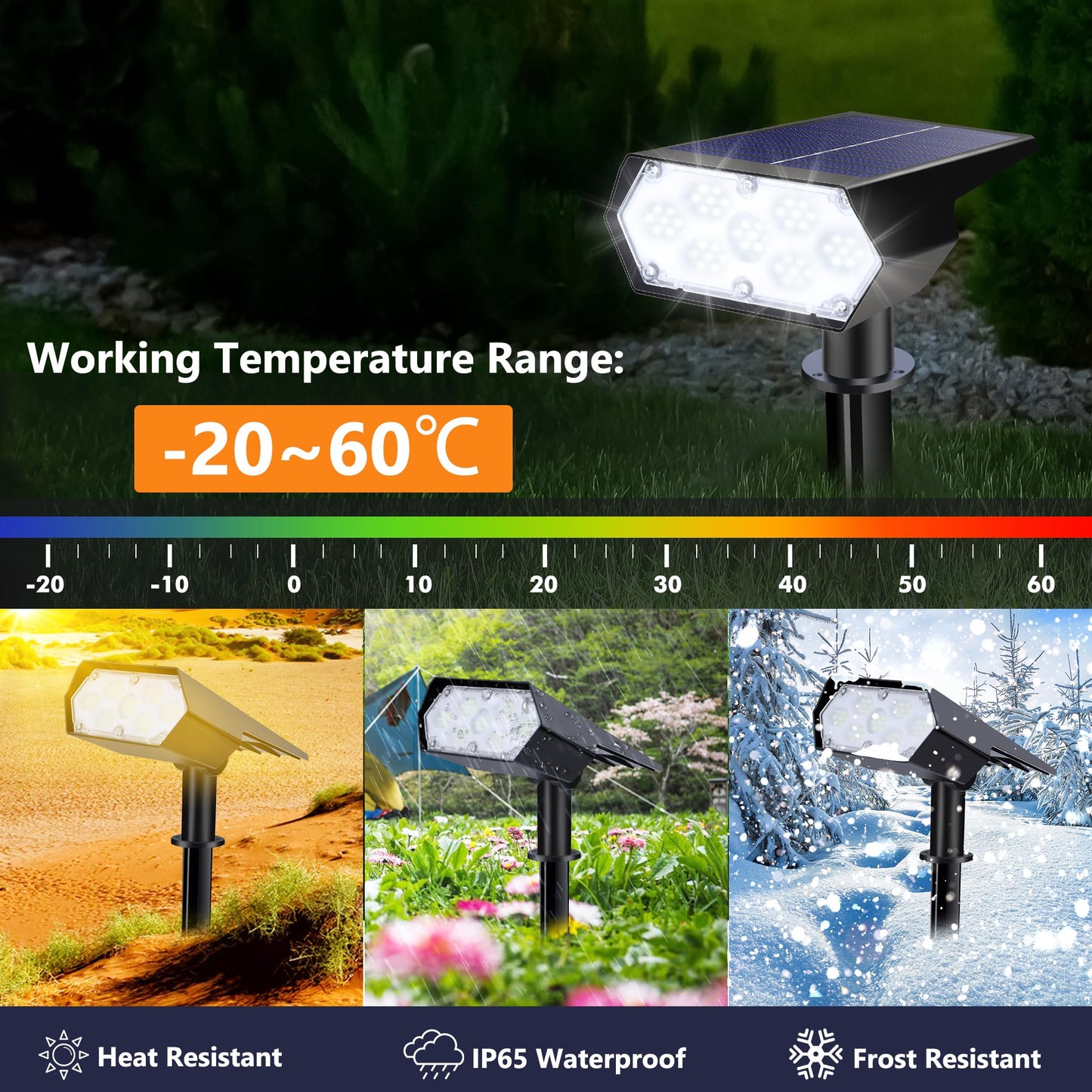 Solar Spot Lights Outdoor Waterproof IP65, 49 LED Solar Lights for Outside, 2 Brightness Modes Solar Powered Garden Yard Landscape Spotlights for Walkway, Driveway Decorations (4 Pack-White)