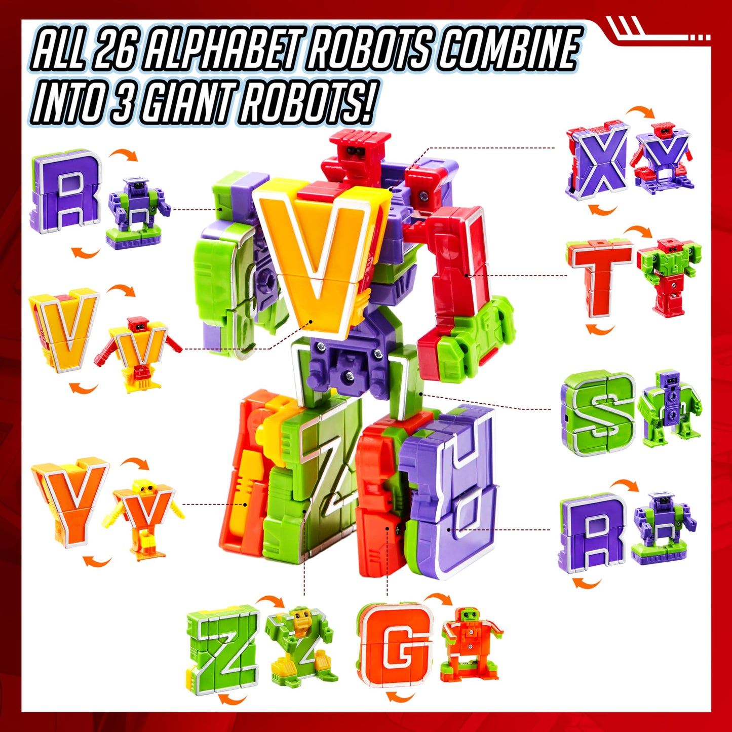 Alphabet Robots Toys for Kids, ABC Learning Toys, Alphabots, Letters, Toddlers Education Toy, Carnival Prizes, Christmas Toys, Treasure Box and Prize for Classroom