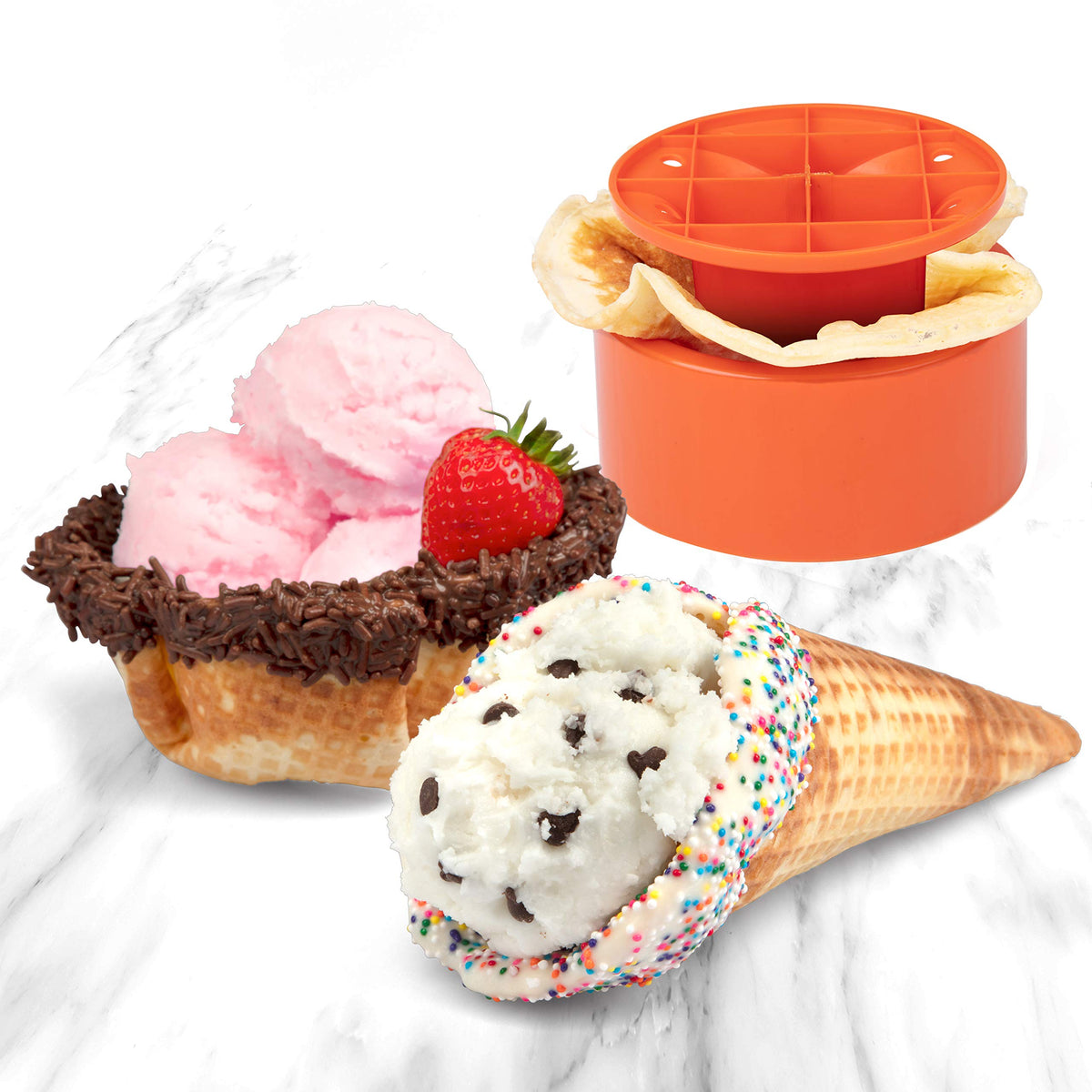 MasterChef Waffle Cone and Bowl Maker- Includes Shaper Roller and Bowl Press- Homemade Ice Cream Cone Baking Iron Machine, Fun Kitchen Appliance for Summer Parties & Gift Giving