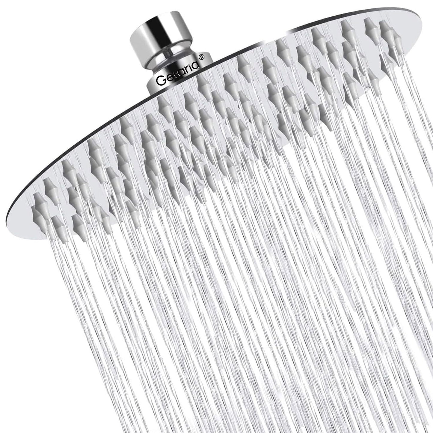 Rainfall Shower Head, 10'' Round Stainless Steel Rain Shower Heads with Anti-Limescale Nozzles Waterfall ShowerHead, Ultra-Thin Desigh Shower Rain Head with Adjustable Angles