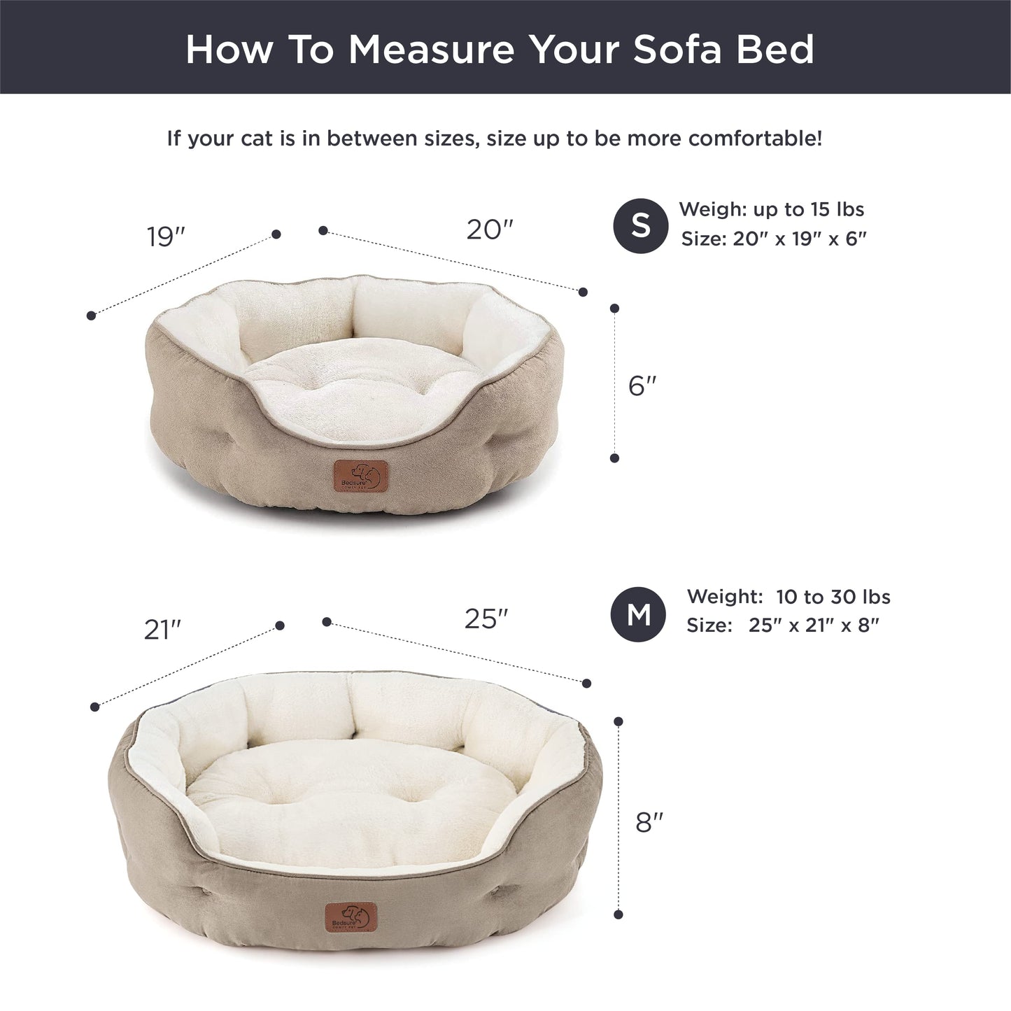 Bedsure Small Dog Bed for Small Dogs Washable - Round Cat Beds for Indoor Cats, Round Pet Bed for Puppy and Kitten with Slip-Resistant Bottom, Camel, 25 Inches