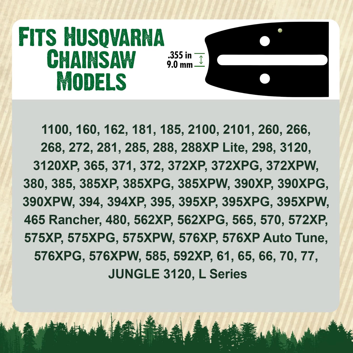 Forester 18" .050 gauge Chainsaw Bar and Chain combo for Husqvarna D009 mount