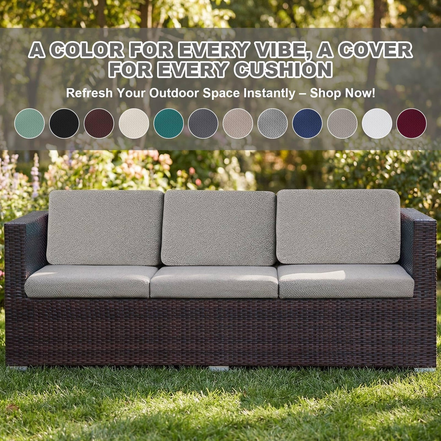 Outdoor Waterproof Couch Cushion Covers, Stretch Individual Patio Chair Cushion Outdoor Seat Cushion Pad Replacement Sofa Cushion Protector Sofa Slipcover (Tauqe, 6Pcs)