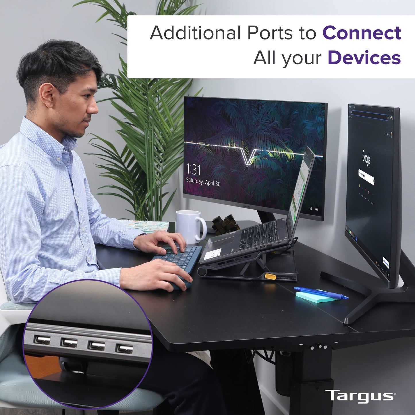 Targus Chill Hub and Chill Mat with 4-Port Hub for Laptops up to 17-Inch Black, (AWE81US)